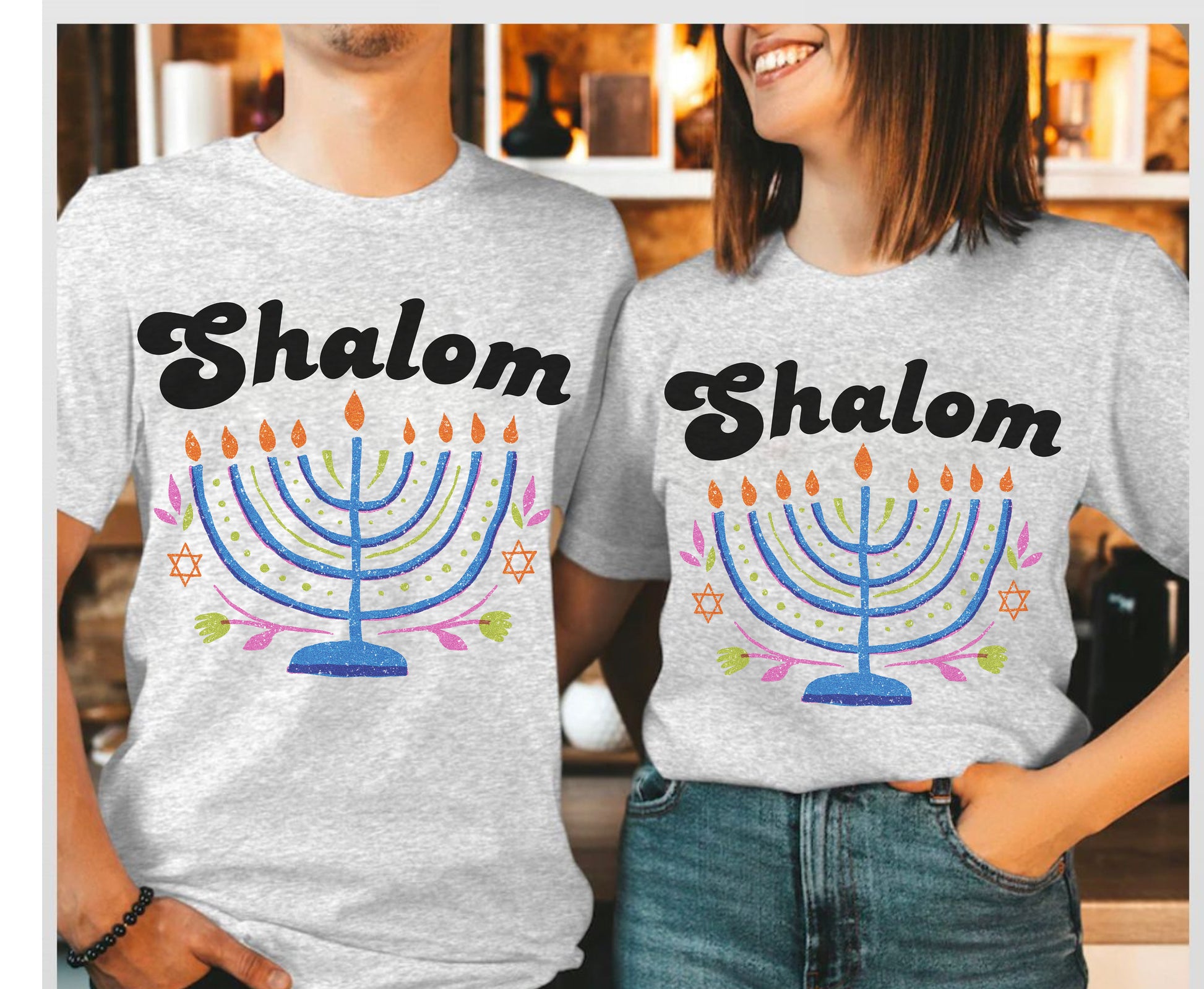 Hannukah Shalom shirt gift for men women jewish party shirt gifts for mom dad wife husband matching family shirt