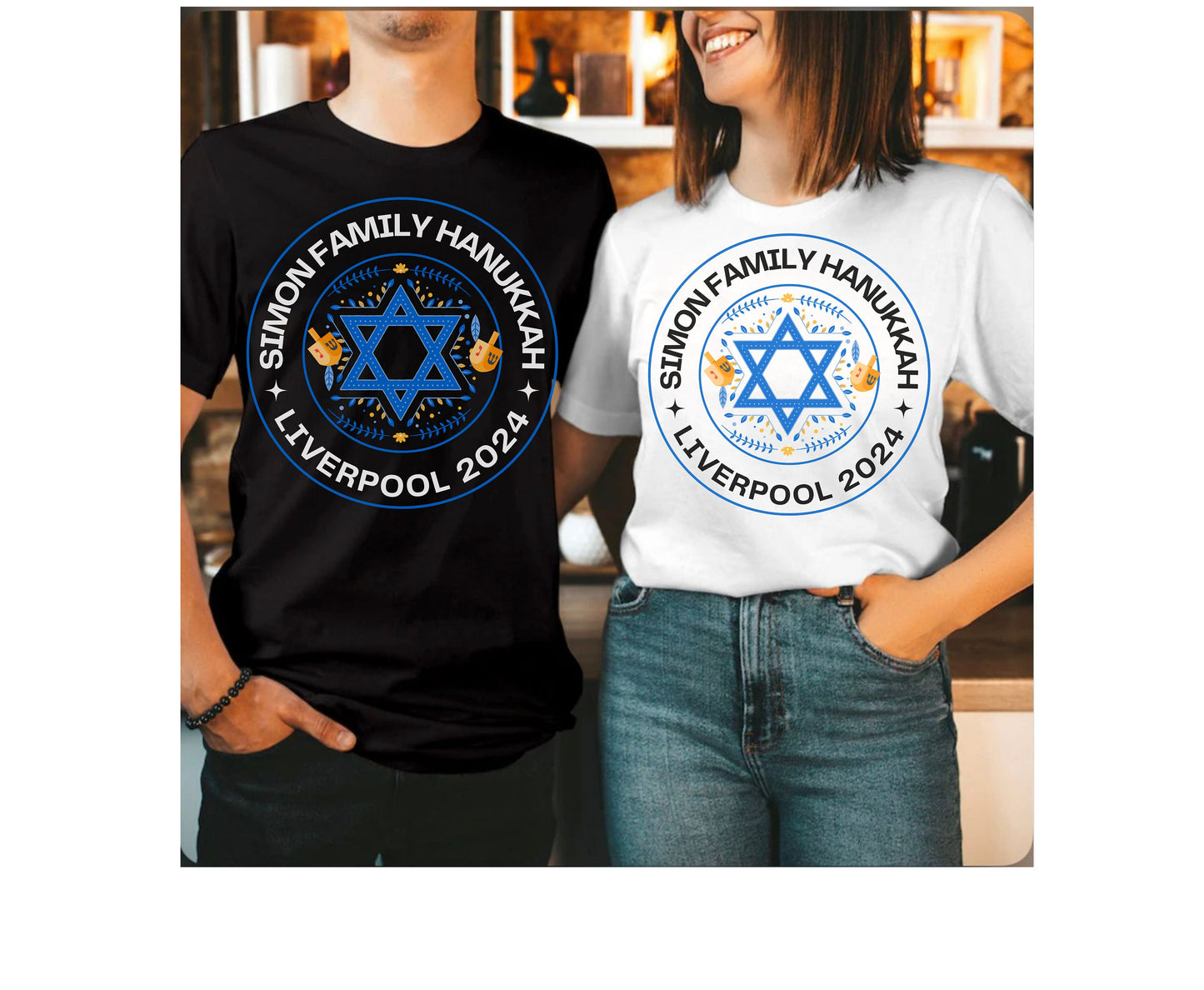 Custom Jewish Shirt Hanukkah Tshirt Sweatshirt Hoodie Trendy Chanukah family matching shirts gift for Hebrew mom dad men women Israeli party