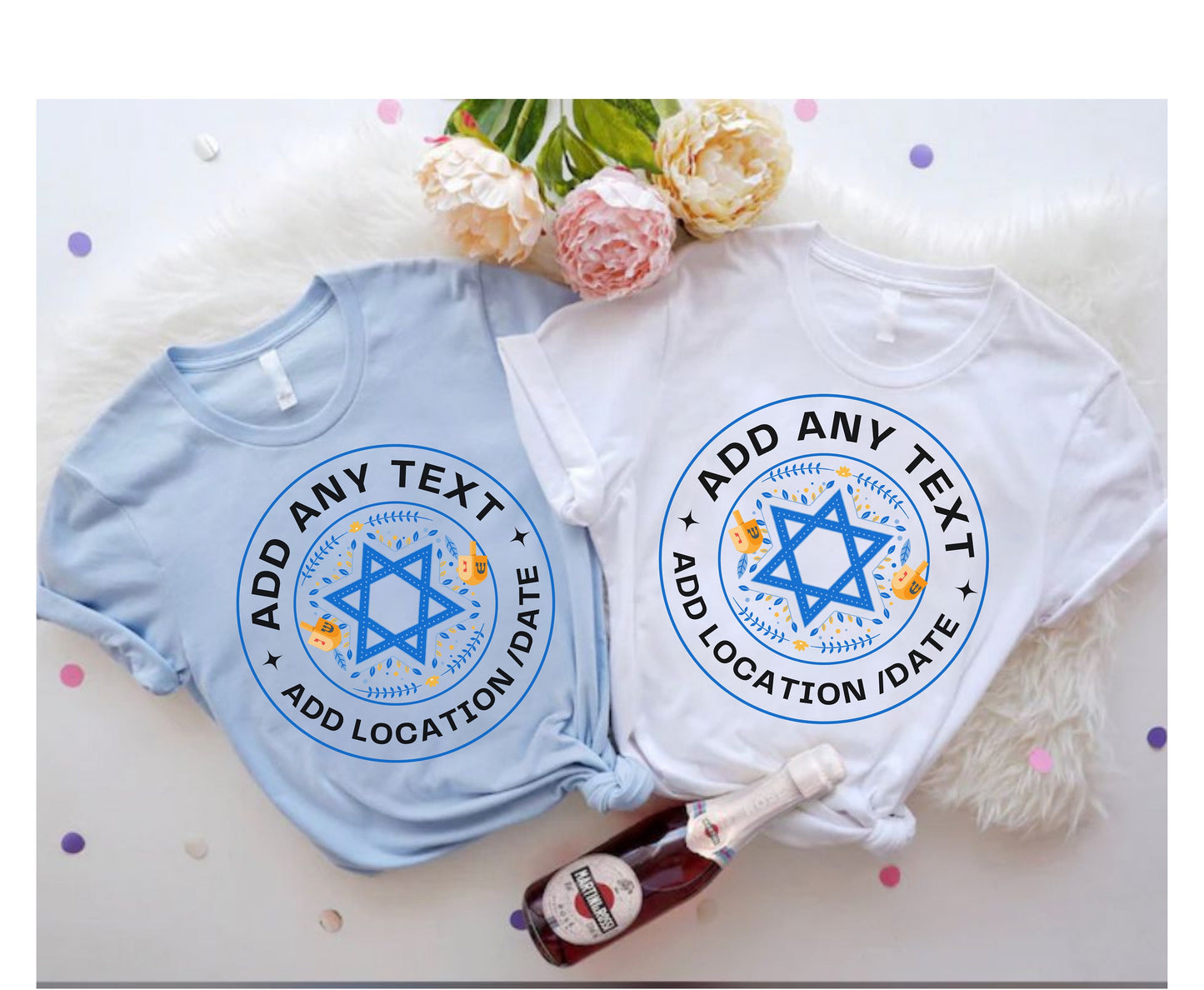 Custom Jewish Shirt Hanukkah Tshirt Sweatshirt Hoodie Trendy Chanukah family matching shirts gift for Hebrew mom dad men women Israeli party