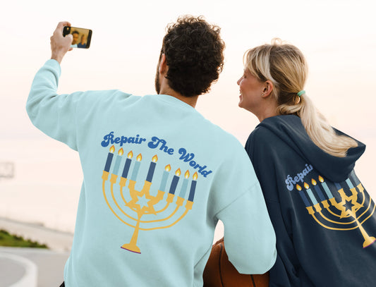 Tikkun Olam Hanukkah Shirt - Hebrew Design