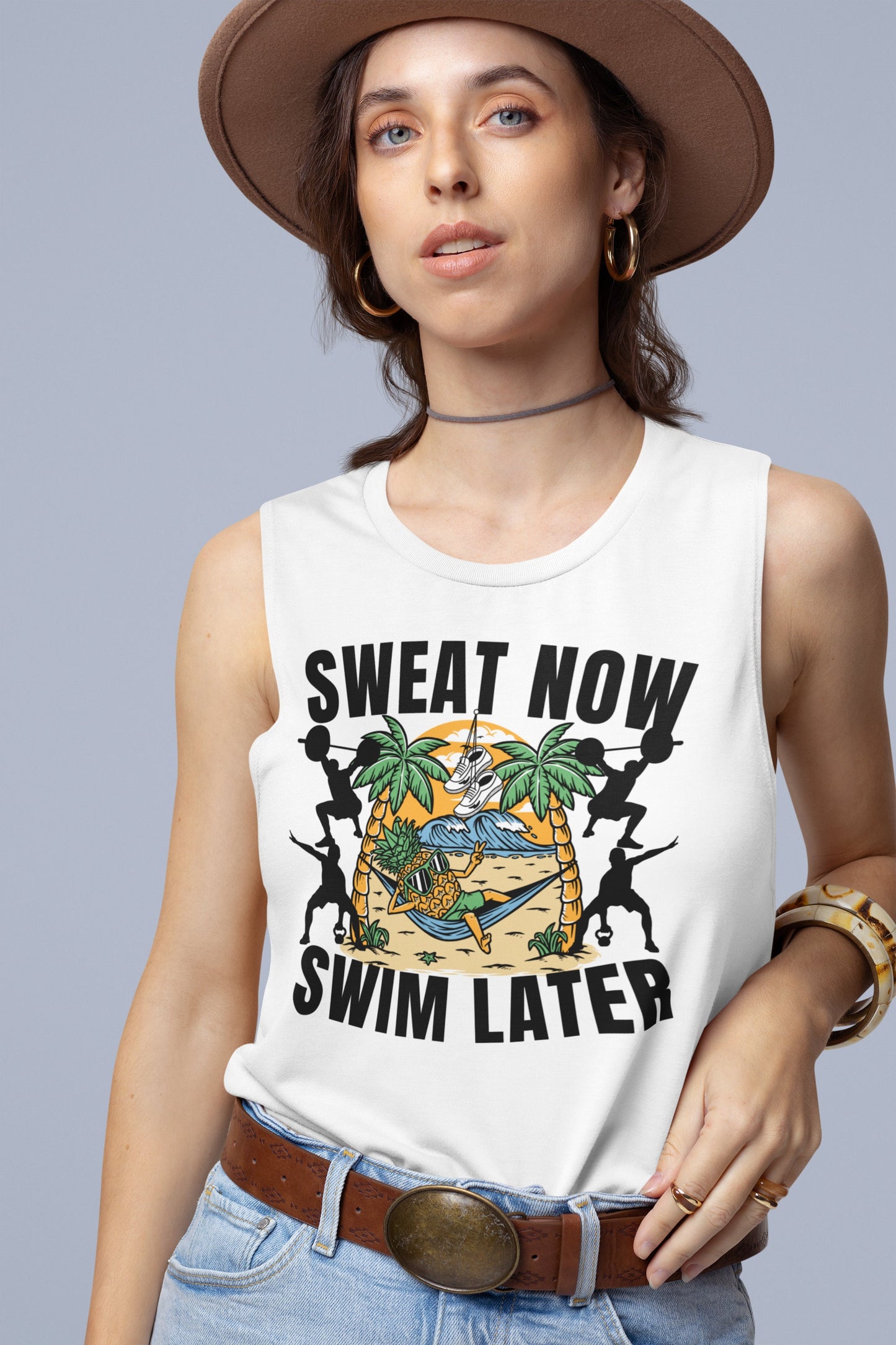 Summer Workout T-Shirt Sweat now Swim Later Funny gym Gift for Weightlifter, Oversized Work Out Tee, Pump Cover, Men Women Humour Gym Shirt