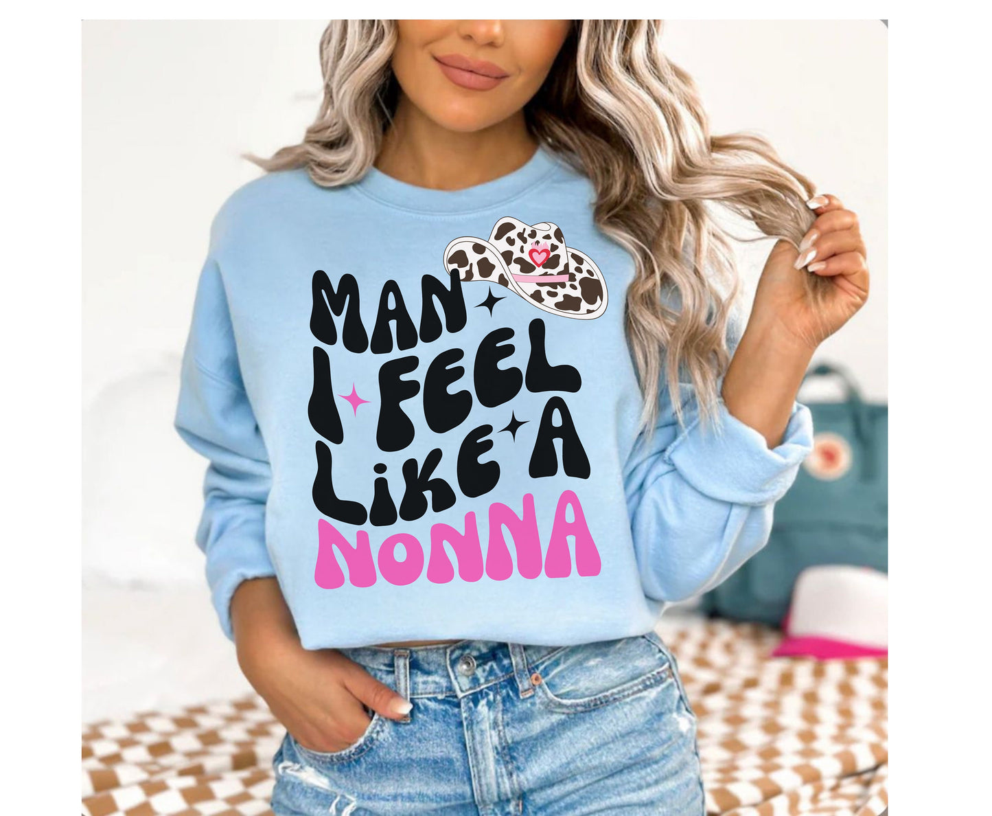 Mann, ich fühle mich wie eine Nonna Western Themen trendige Oma T Shirt Geschenke für Nonna Cowgirl Shirt für Oma Geburtstag Cowboy Geschenk für Großmutter