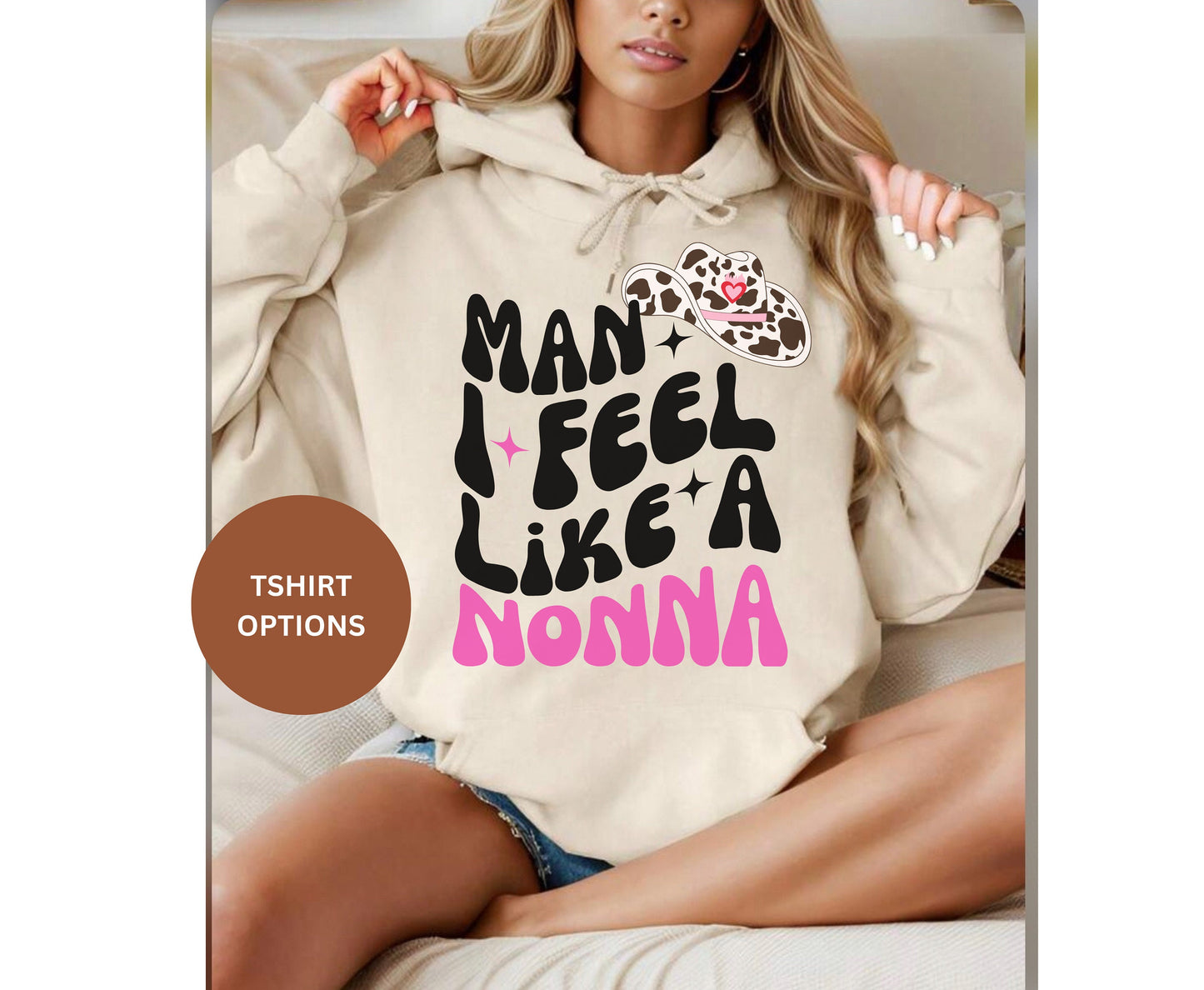 Mann, ich fühle mich wie eine Nonna Western Themen trendige Oma T Shirt Geschenke für Nonna Cowgirl Shirt für Oma Geburtstag Cowboy Geschenk für Großmutter