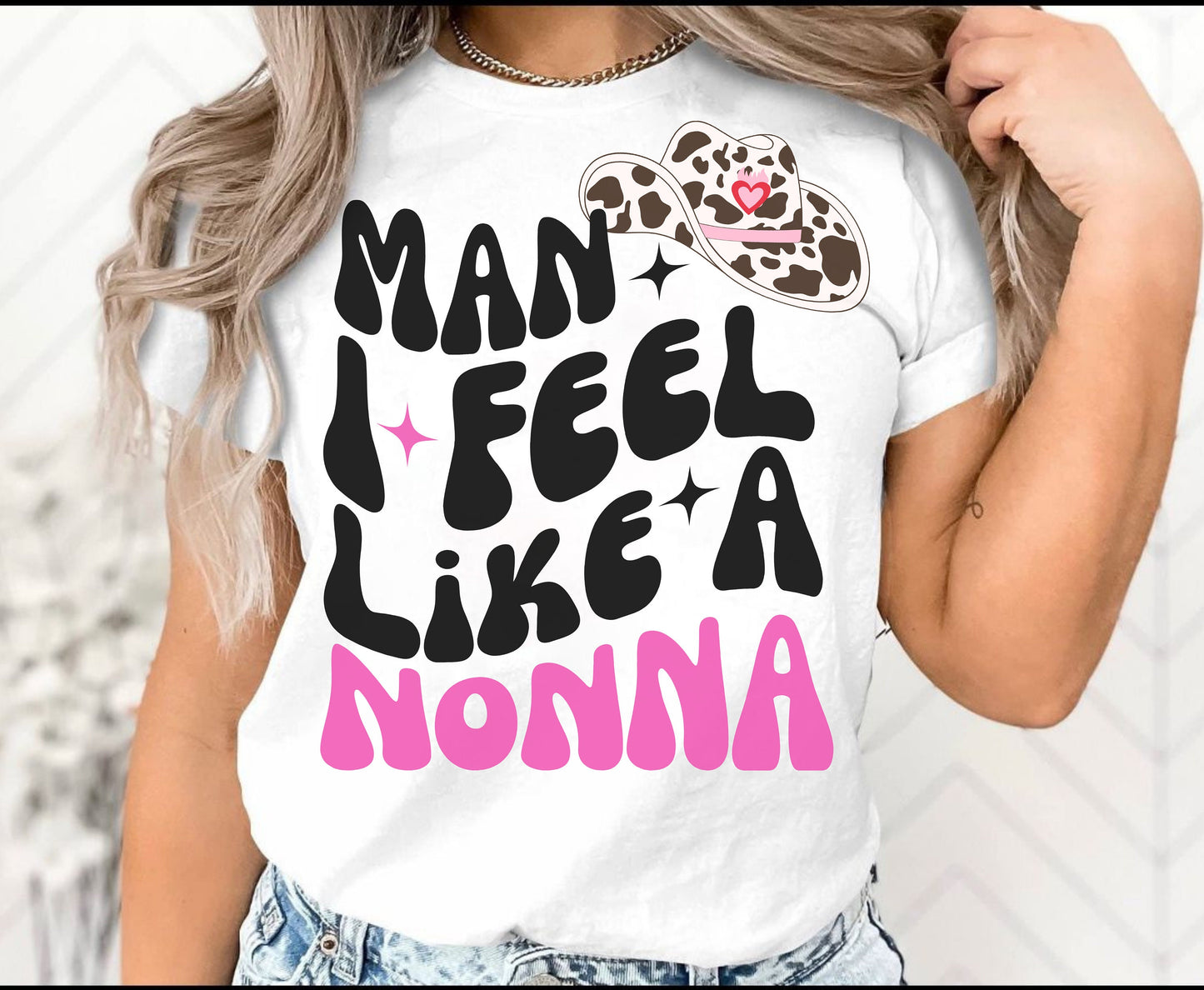 Mann, ich fühle mich wie eine Nonna Western Themen trendige Oma T Shirt Geschenke für Nonna Cowgirl Shirt für Oma Geburtstag Cowboy Geschenk für Großmutter