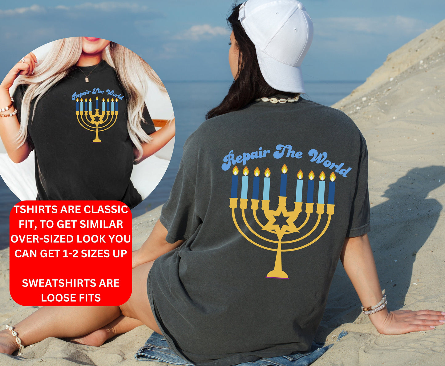 Tikkun Olam Hanukkah Shirt - Hebrew Design