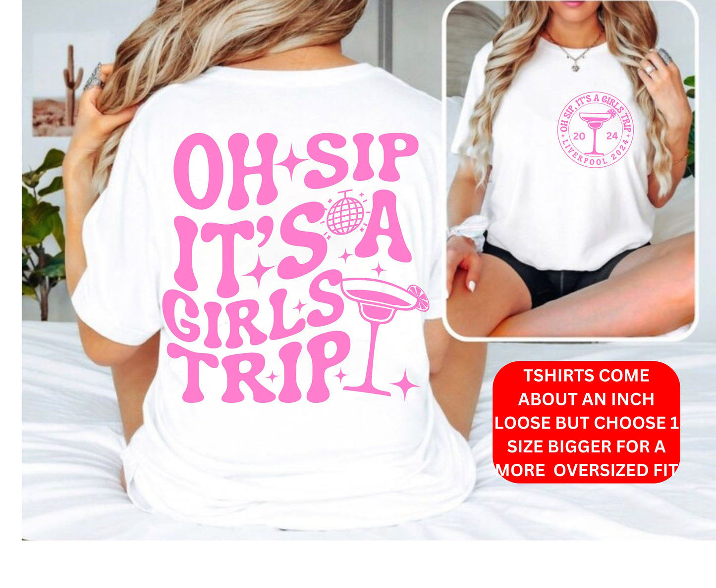 Retro wavy pink Girls Trip Tshirt Sweatshirt Hoodie