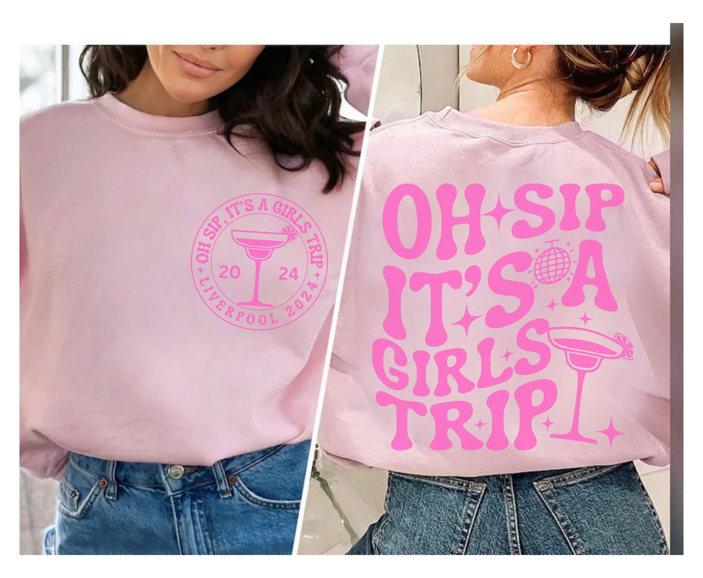 Retro wavy pink Girls Trip Tshirt Sweatshirt Hoodie