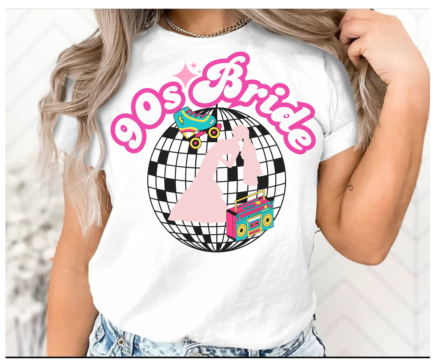 90s themed retro Hen party wavy shirt for bride bridesmaid Maid of honour mother of the bride 90s bachelorette shirt for men women