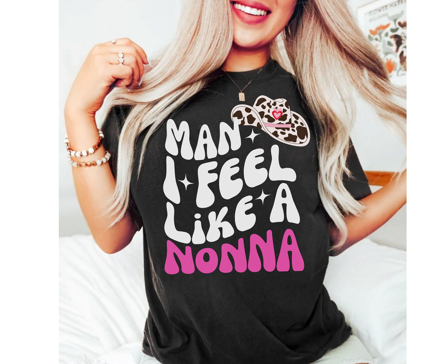 Mann, ich fühle mich wie eine Nonna Western Themen trendige Oma T Shirt Geschenke für Nonna Cowgirl Shirt für Oma Geburtstag Cowboy Geschenk für Großmutter