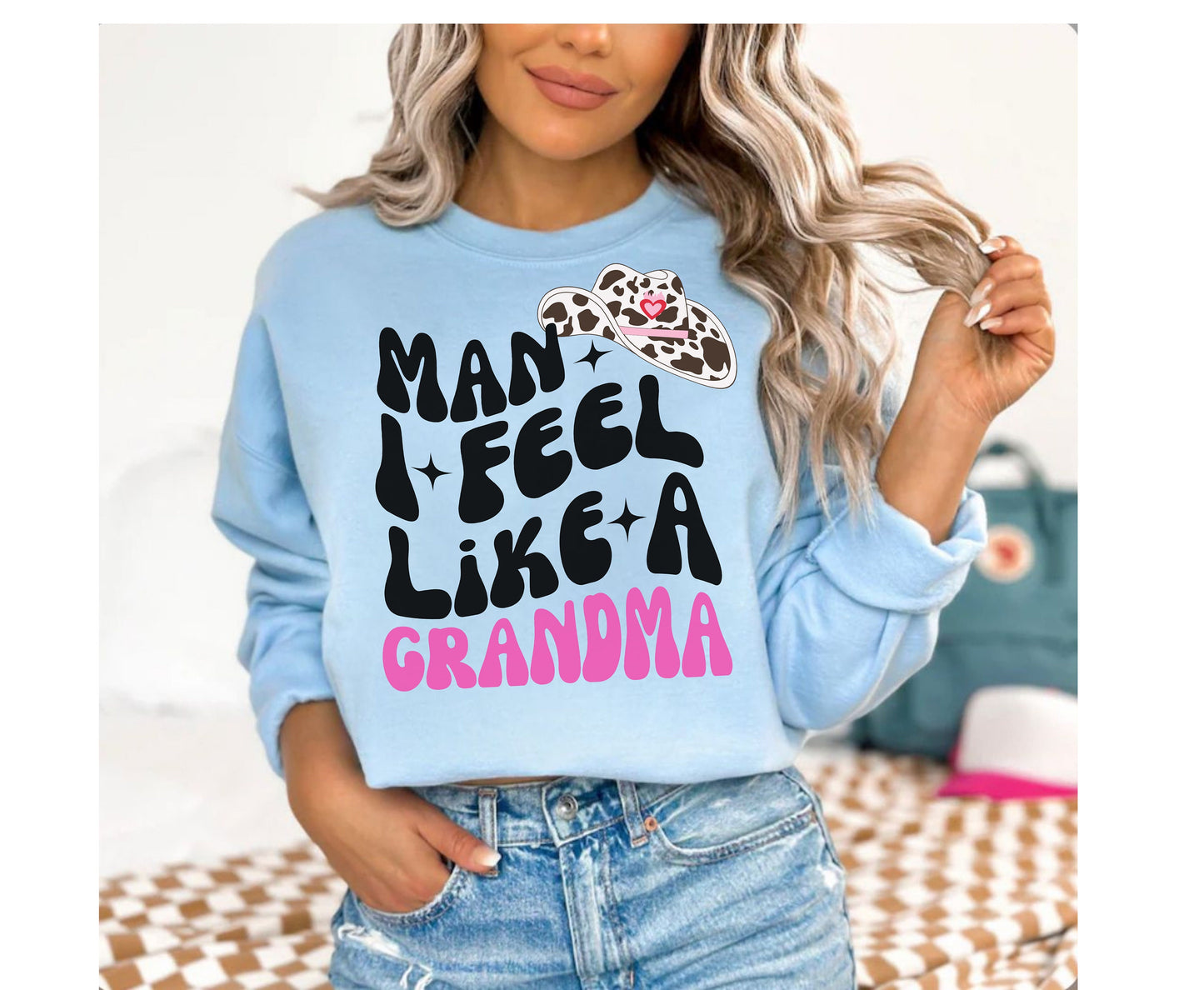 Mann, ich fühle mich wie eine Oma Western Themen trendige Oma T-Shirt Geschenk für Retro Cowgirl Shirt für Oma Geburtstag Cowboy Tee für Großmutter