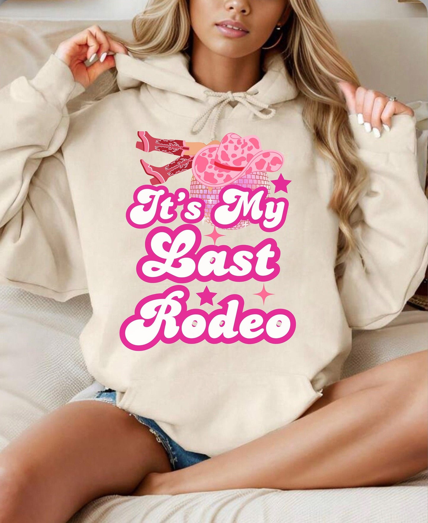 Personalized Last Rodeo Cowboy cowgirl hen party shirts tshirt sweatshirt Hoodie Jumper for Country Western themed Bachelorette Hen do Retro trendy gifts for Bridal shower Pink shirts