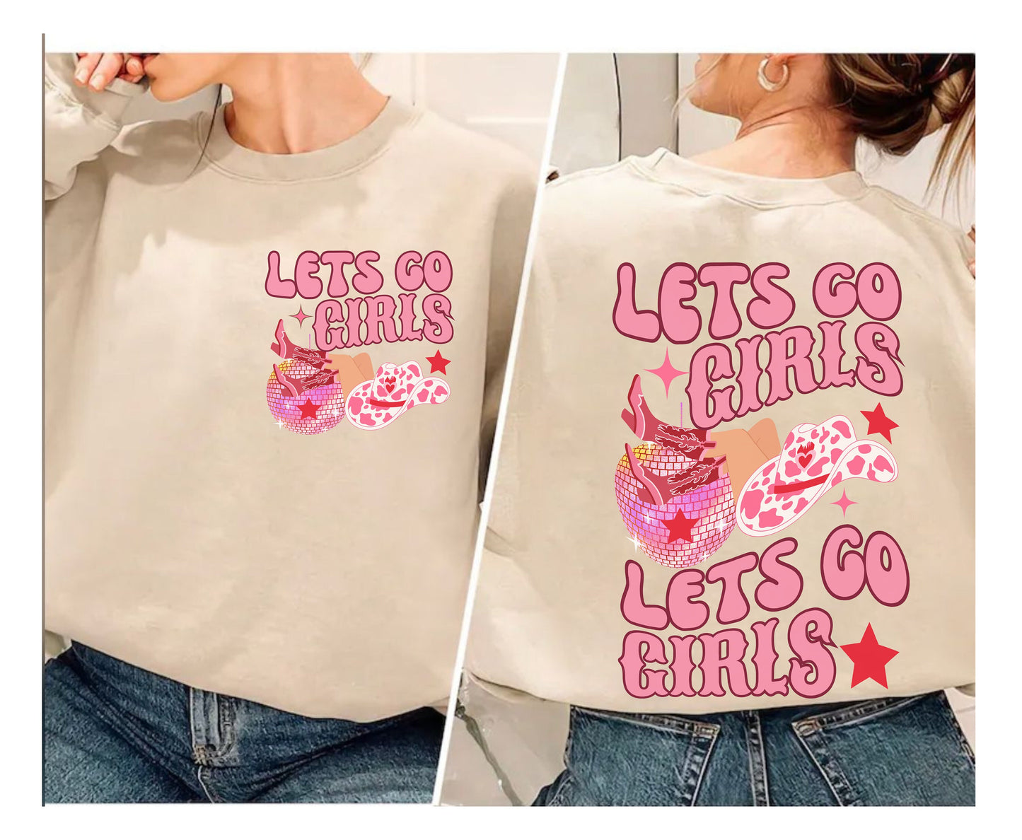 LETS GO GIRLS Trendy Western Themed Unisex Country shirt Birthday Christmas Cowboy gifts for Bride Vsco Hen Party Cowgirl Summer Tee Shirts