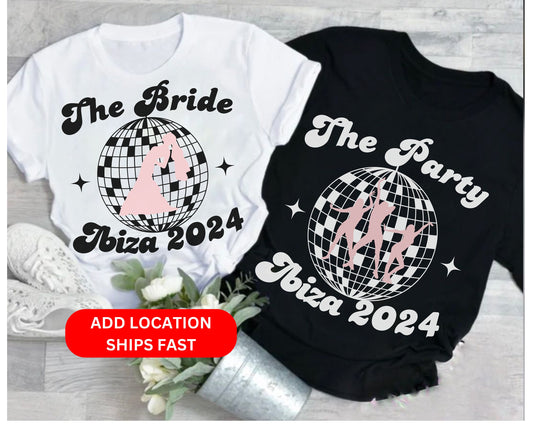 Lets go bride and bridesmaid shirt Disco Ball Baby Tee, Mirror Ball Tee, Womens Fitted Tee, Unisex Shirt, Y2K Clothing, Trendy Top, hen party shirt