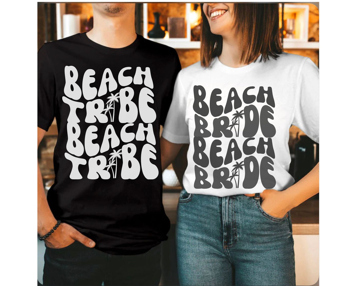 Beach Bachelorette Retro Wavy Bride Squad T-shirt