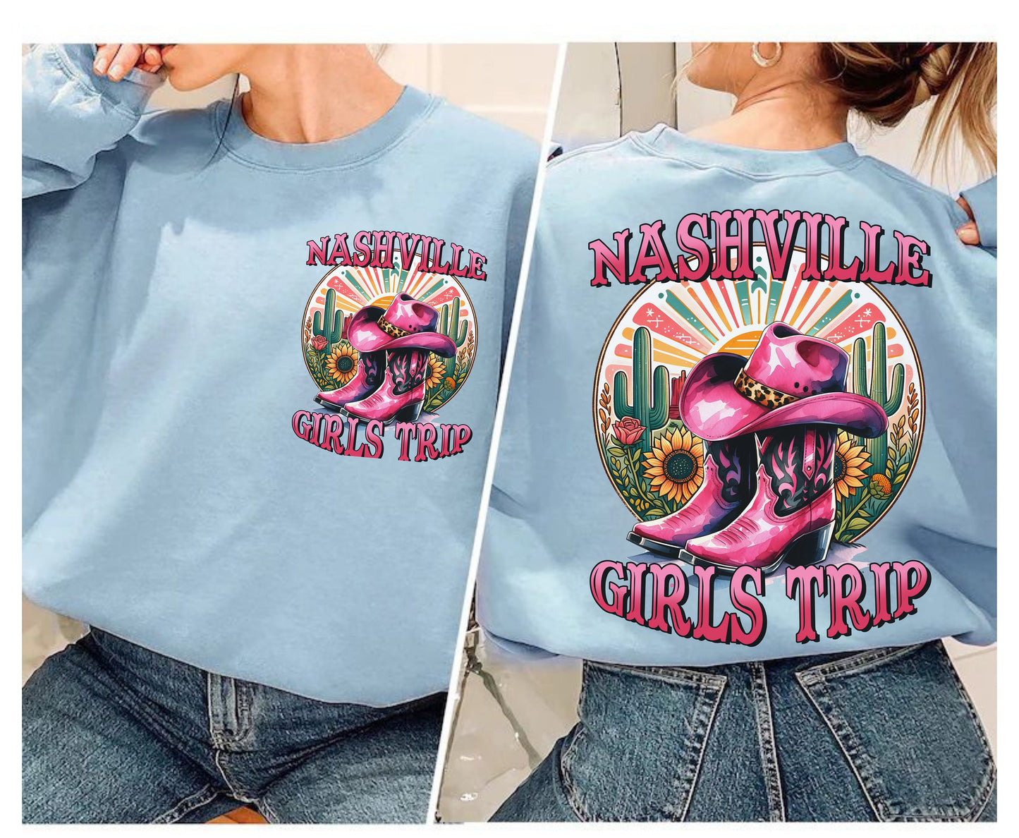 Cowgirl Nashville Girls Trip Tee Shirt with Western Themed Design