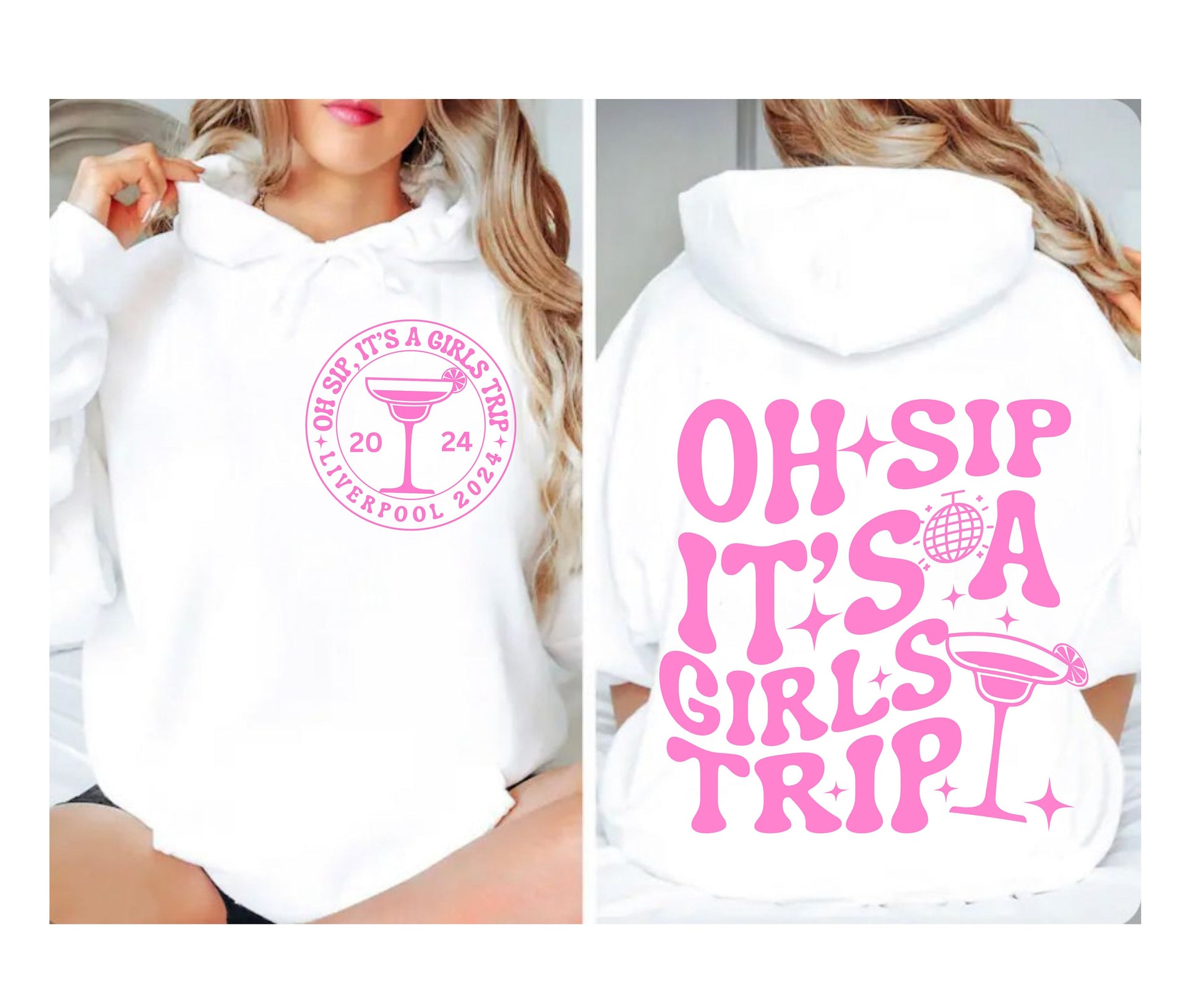 Retro wavy pink Girls Trip Tshirt Sweatshirt Hoodie