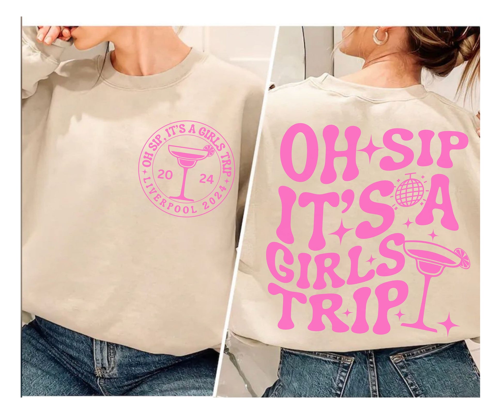 Retro wavy pink Girls Trip Tshirt Sweatshirt Hoodie