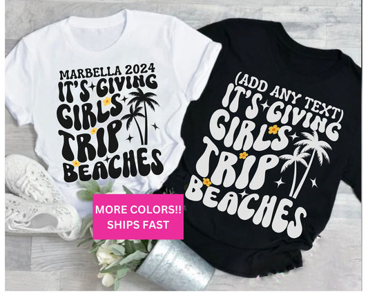 Girls Trip Retro Wavy Unisex Vacation Beach Shirts - Holiday  Gift Options