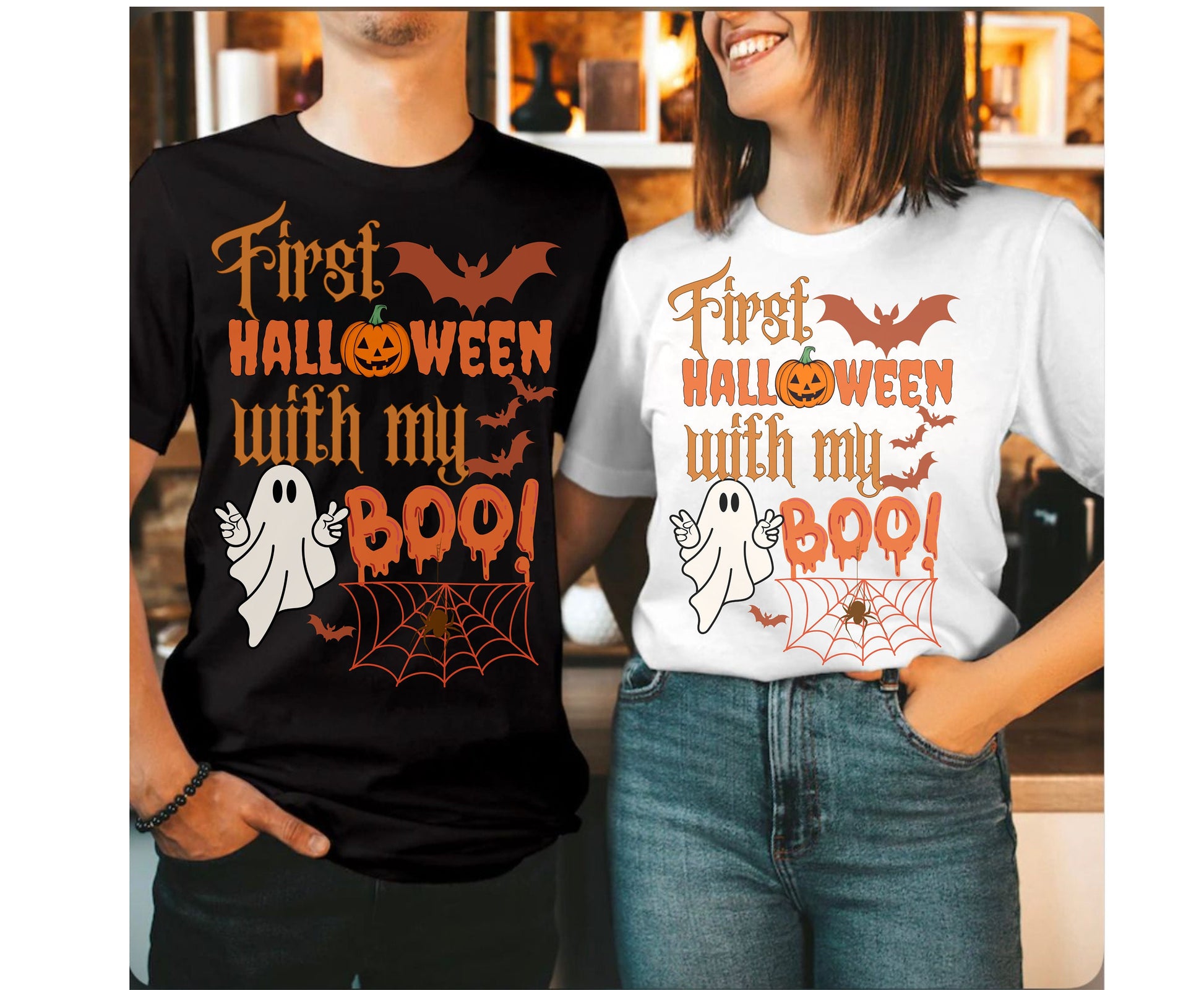 His and Hers Boo Halloween Sweatshirt tshirt Hoodie Funny Couple Matching halooween shirt