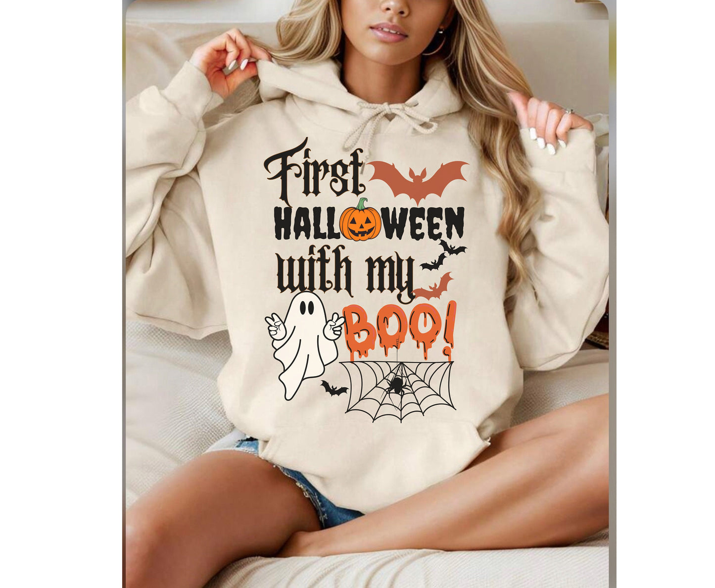 COUPLE FIRST HALLOWEEN Tee Shirt with my Boo Spooky Season Gifts for Wife Husband Funny Couple Ghost Fall 1st Halloween T Shirts Sweatshirt