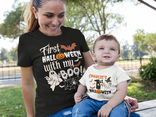 Baby&#39;s 1st Halloween Tee shirt sweatshirt Hoodie gifts for family mom dad toodler sgurt