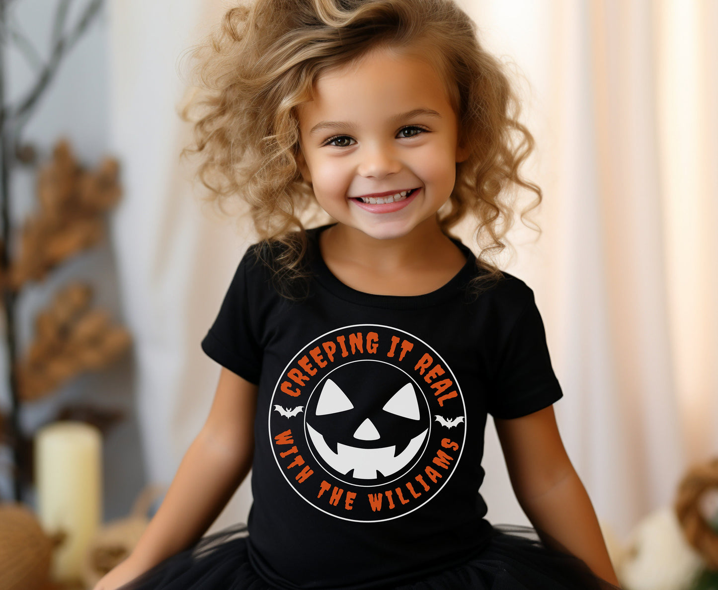 Personalized Family Matching Halloween Shirts Creeping it Real Custom Spooky Pumpkin Halloween Shirt gift for Dad Mum Baby Grandma Men Women