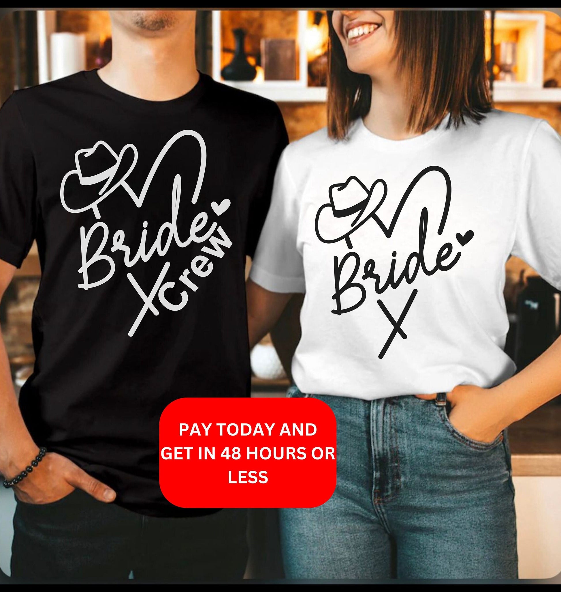 western bride and bridesmaid shirt for men women