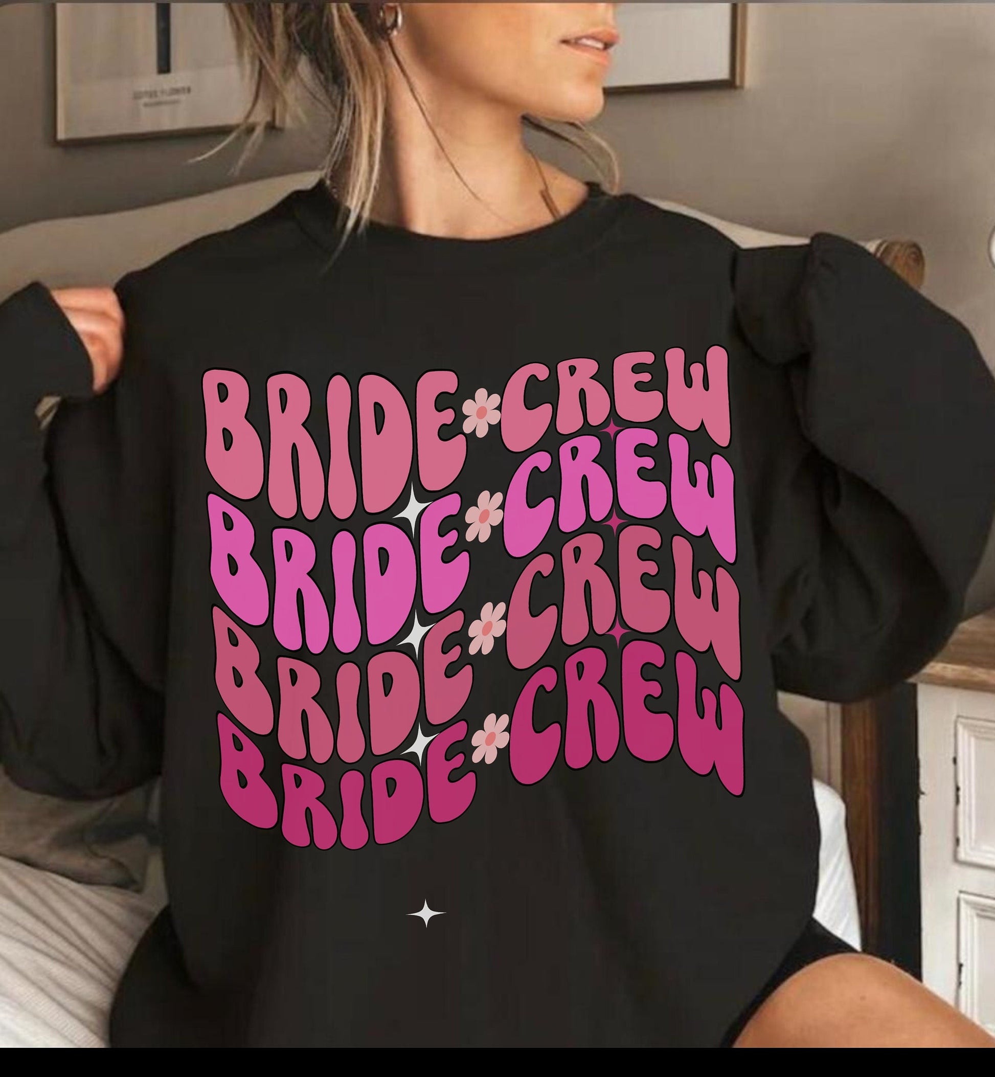 Boho Bridal Shower Shirt Retro groovy wavy bride Bridesmaid tshirt sweatshirt Hoodie gifts for Hen Party Bridal shower