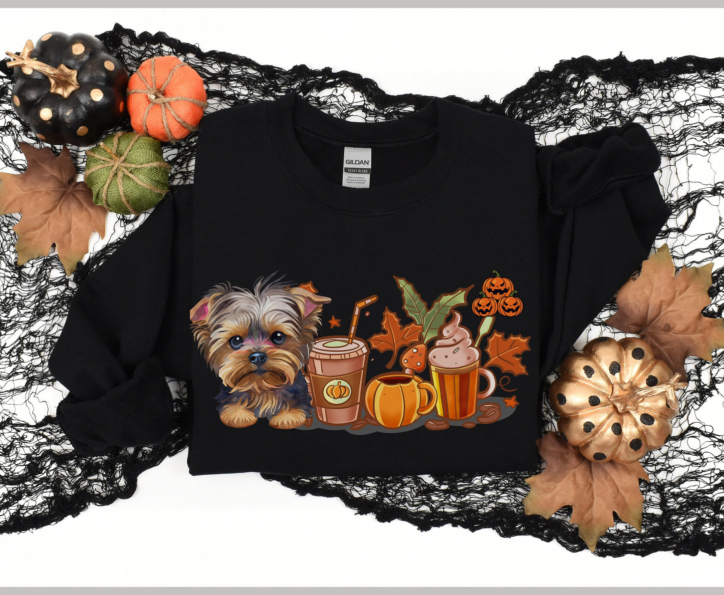 Yorkie Pumpkin Spice Fall Shirt gift for Men Women Yorkshire Terrier Mom DOG Dad Halloween T Shirts Sweatshirt Dog Lover Fall Hoodie