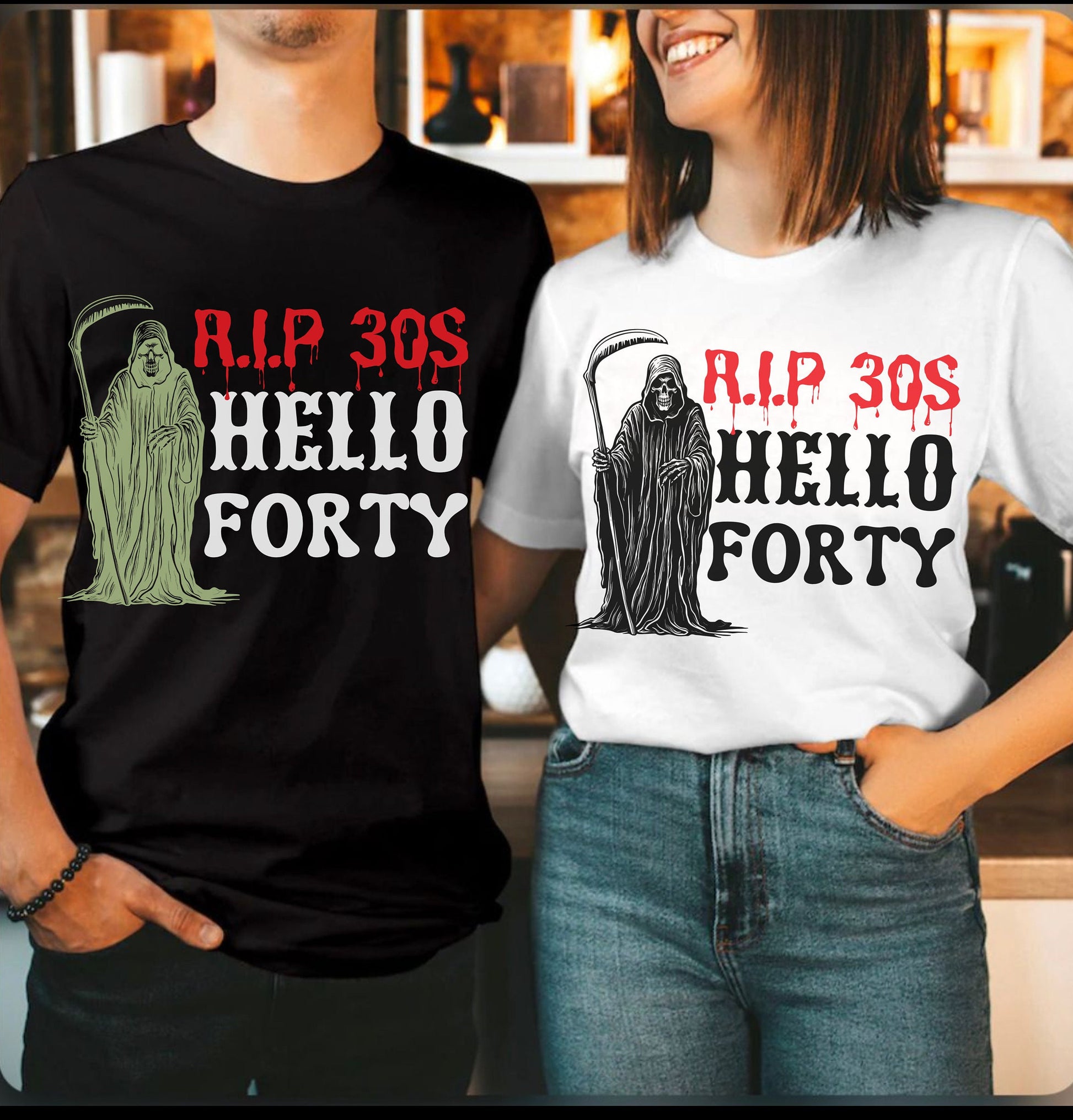 Halloween 40th Birthday shirt for men women RIP 30s Gothic gift for him her trendy 40th Halloween Shirt