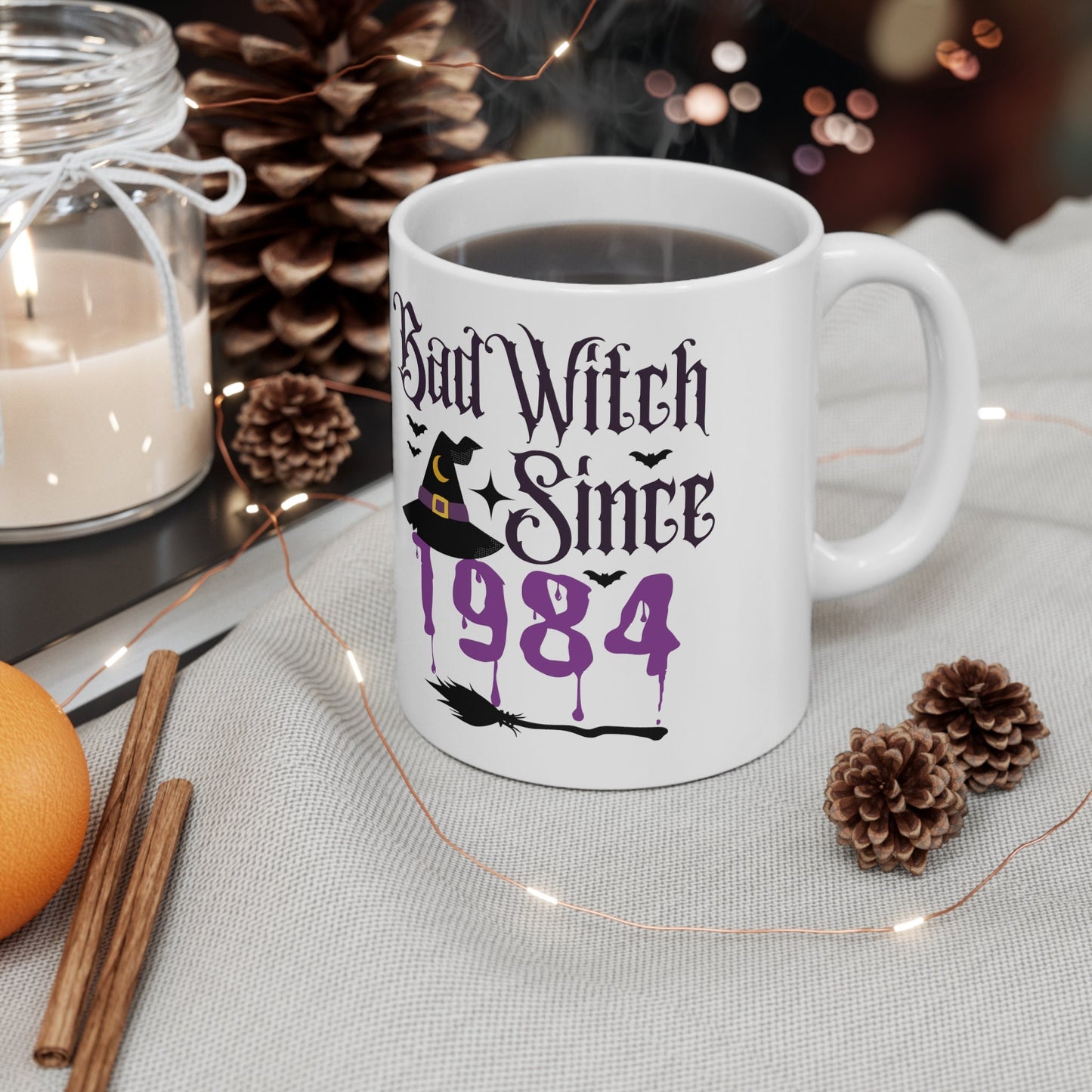 Bad Witch Since 1984 40th HALLOWEEN BIRTHDAY MUG Spooky mug Gift for Him Her Gothic Horror 40th Birthday Ceramic Halloween Mug for men women