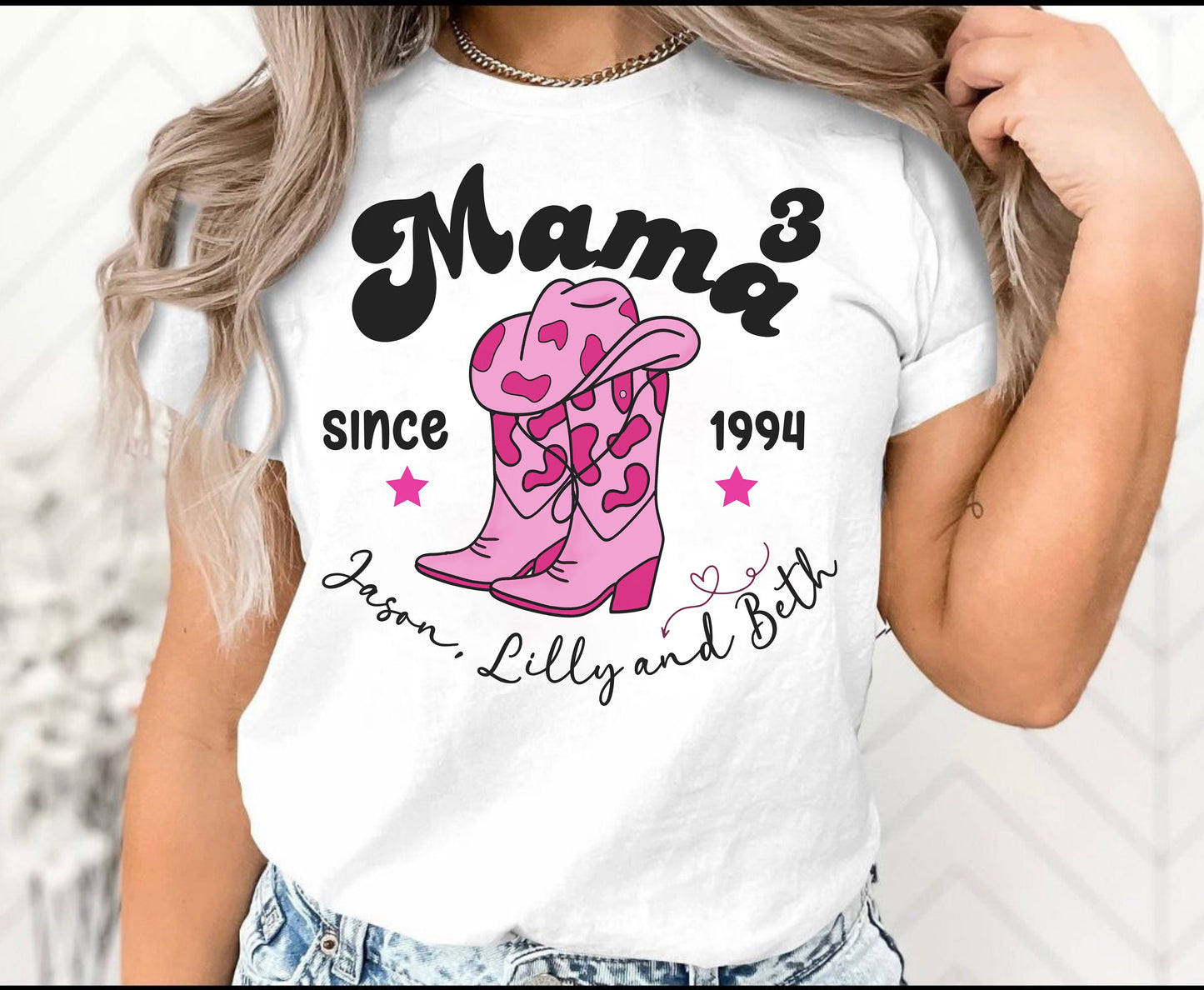 Customized Mama of 3 shirt gifts for Mom, Mothers day gift for her