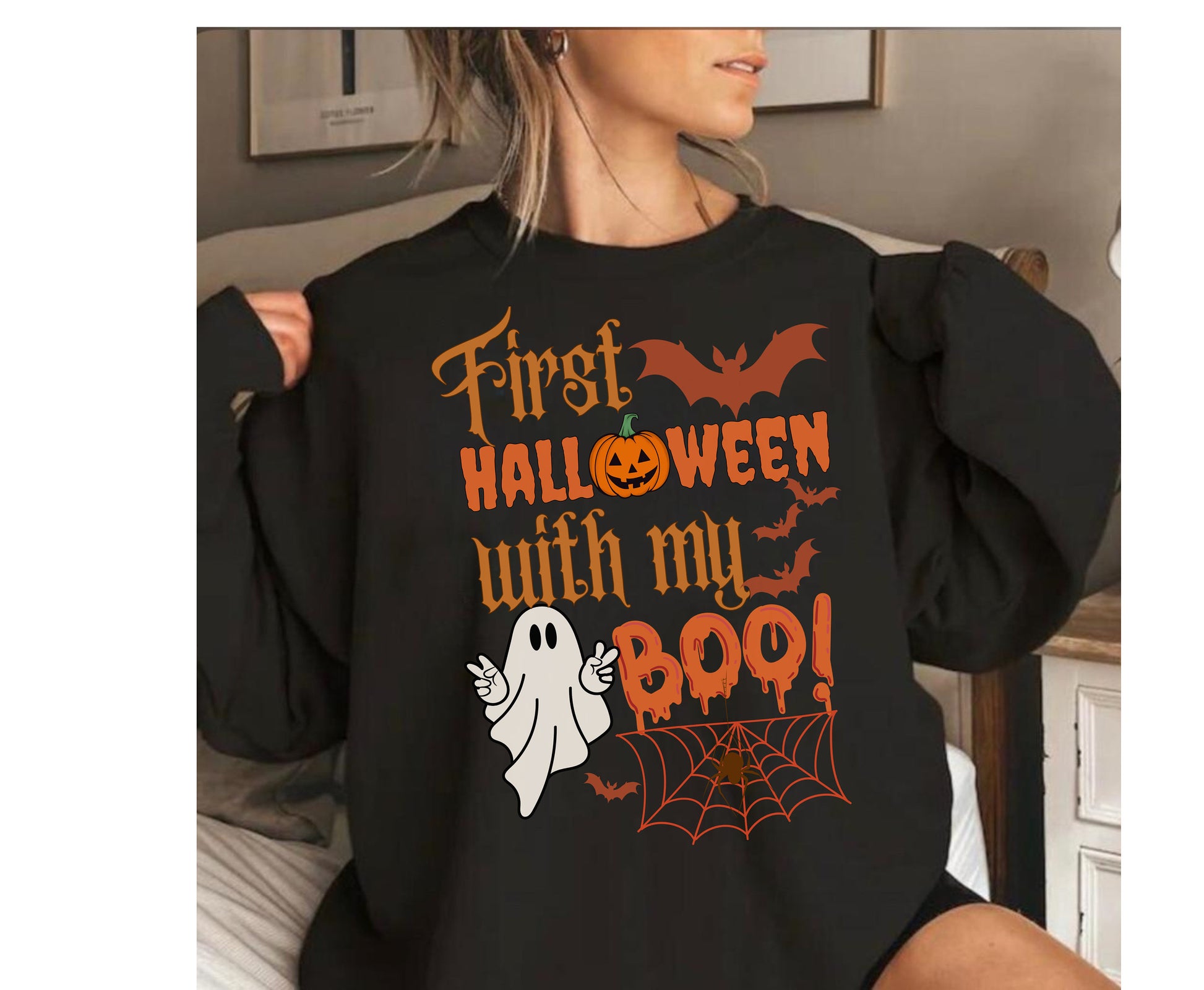 His and Hers Boo Halloween Sweatshirt tshirt Hoodie Funny Couple Matching halooween shirt