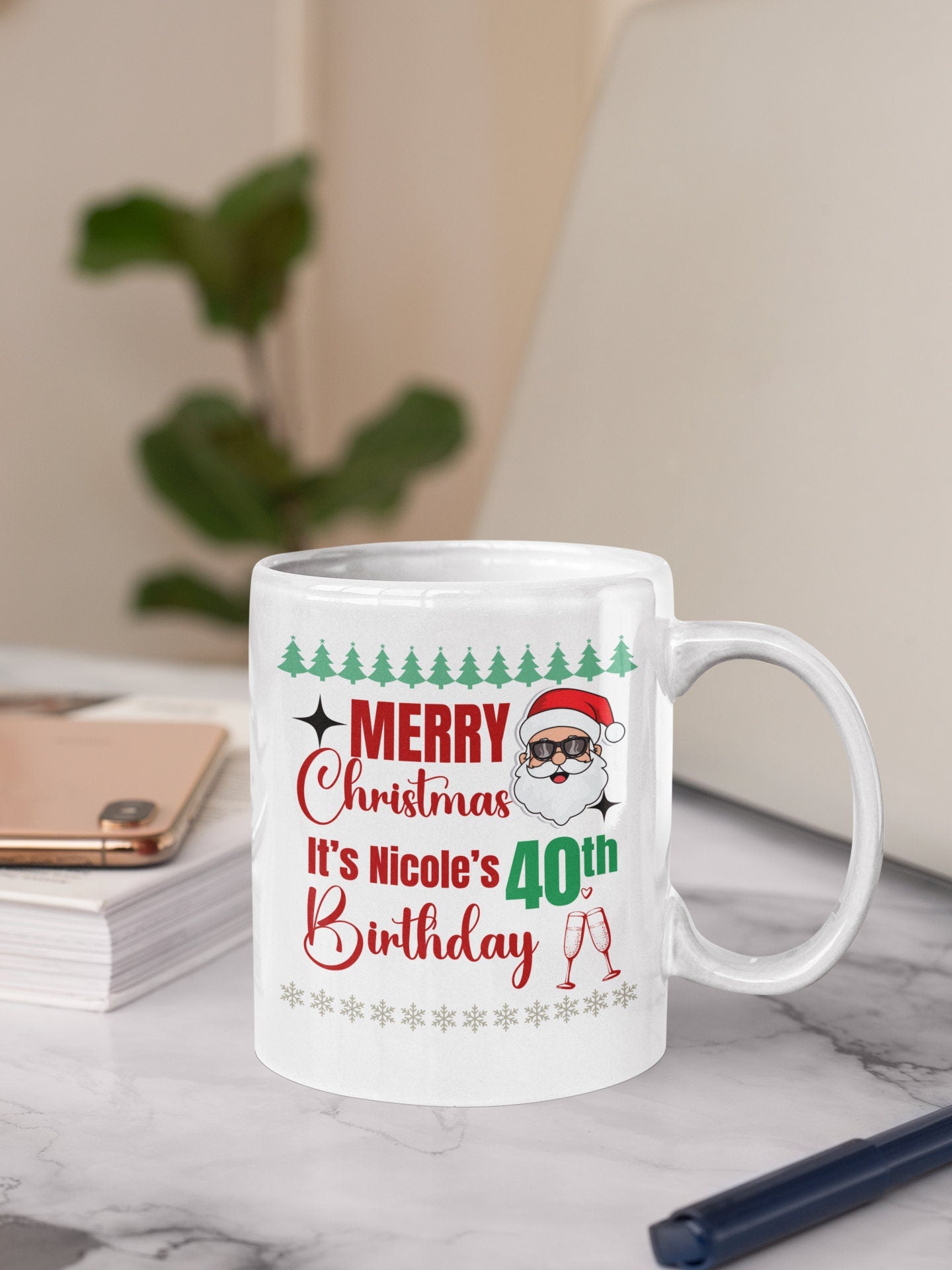 30th 40th 50th Custom Christmas Mug Gift for Men Women Xmas Birthday Mug Gift for Wife Husband Mom Dad Birth-Mas Merry Christmas Mug for her