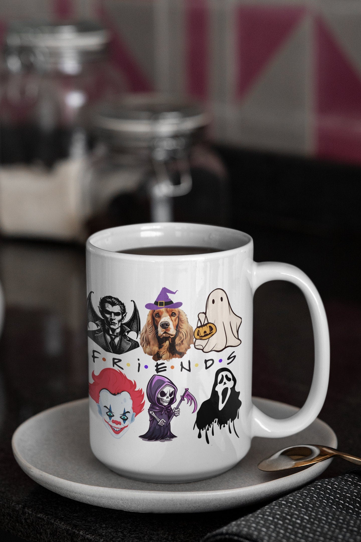 Trendy Cocker Spaniel Dog Halloween Friends Themed Mug for Men Women Gifts for Spooky Cocker Spaniel mom Pet Dad Halloween Scary Horror Mug