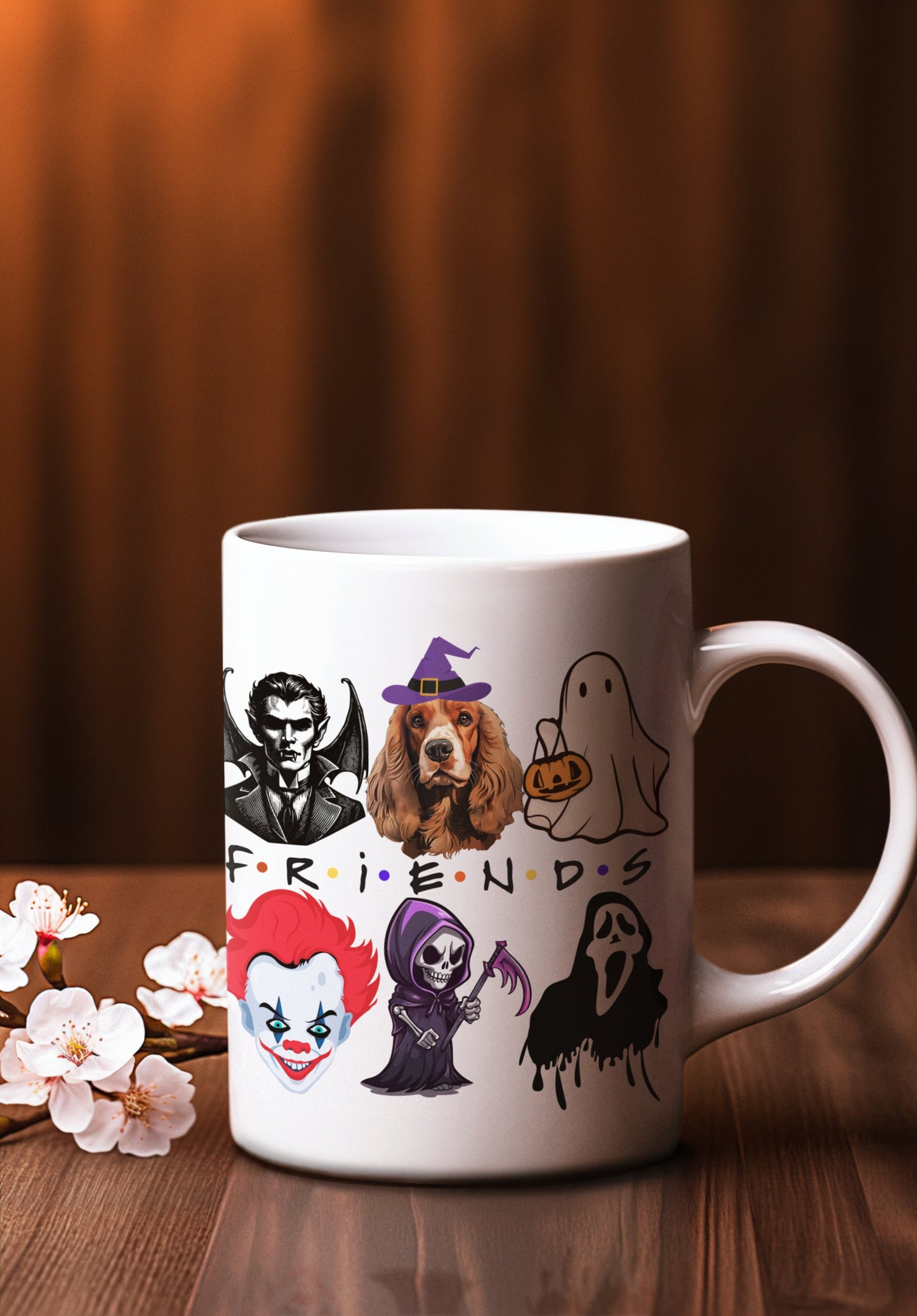 Trendy Cocker Spaniel Dog Halloween Friends Themed Mug for Men Women Gifts for Spooky Cocker Spaniel mom Pet Dad Halloween Scary Horror Mug