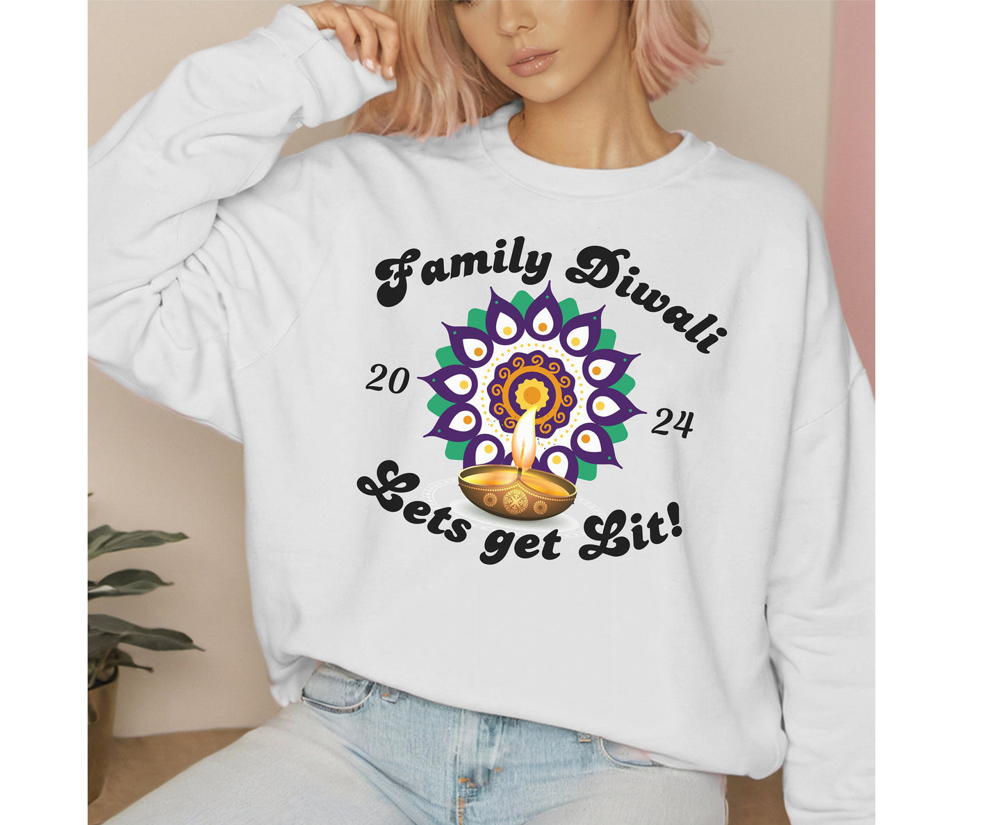 Family Diwali 2024 Shirt Lets Get Lit Hindu Festival of Light Gift for her gift for him Family matching tshirt Sweatshirt hoodie for diwali wife wife and husband diwali