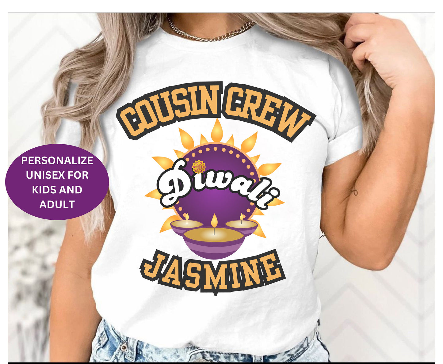 Custom COUSIN CREW DIWALI Shirt with Family Matching outfit Diwali Cousin Jumper Boy girl Mum and baby Diwali Tee Shirts Indian Party Tshirt