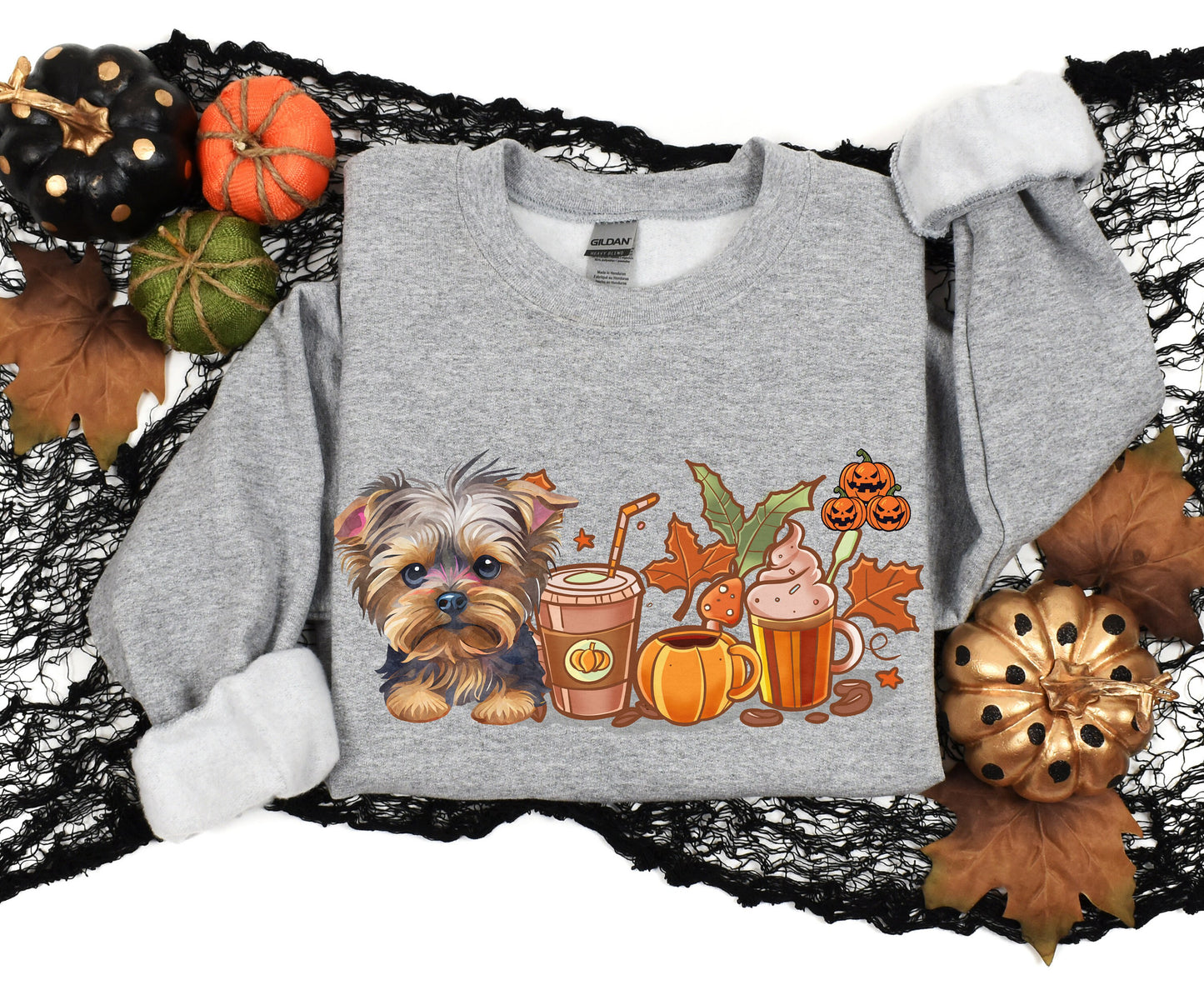 Yorkie Pumpkin Spice Fall Shirt gift for Men Women Yorkshire Terrier Mom DOG Dad Halloween T Shirts Sweatshirt Dog Lover Fall Hoodie