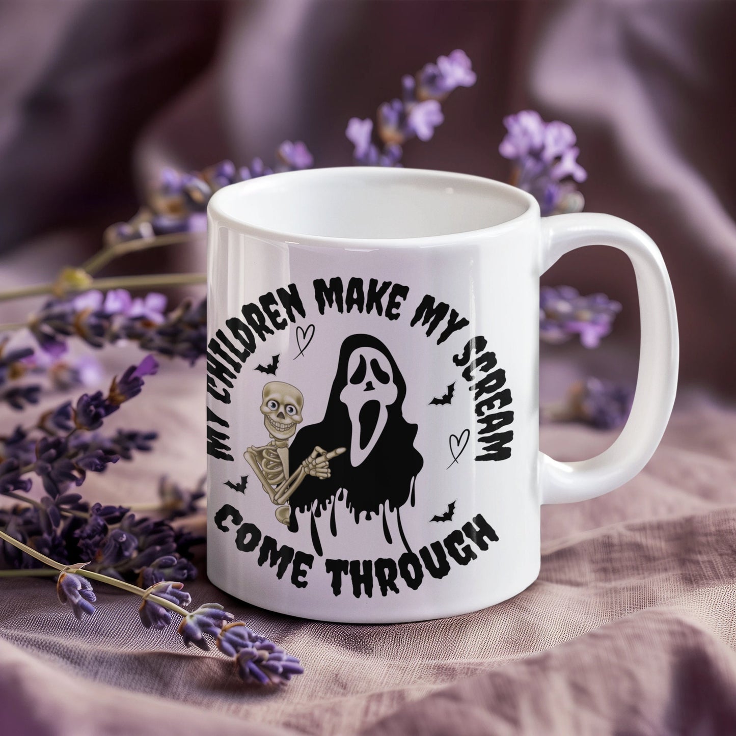 My Children Make My Scream Come Through HALLOWEEN MOM Dad MUG Trendy Halloween Mug Gifts for Parents Halloween Mama Dad Joke Horror Mum Mugs