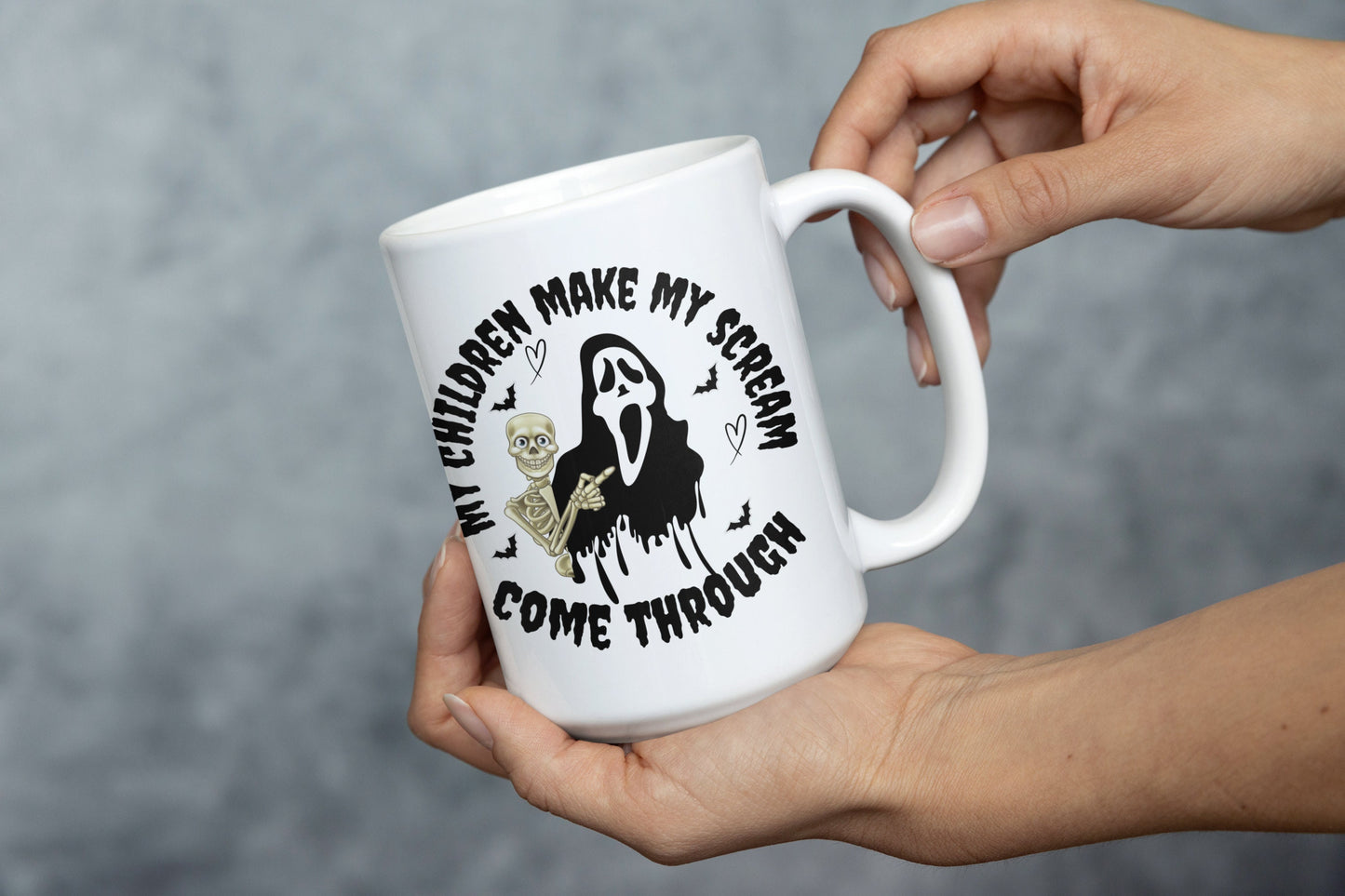 My Children Make My Scream Come Through HALLOWEEN MOM Dad MUG Trendy Halloween Mug Gifts for Parents Halloween Mama Dad Joke Horror Mum Mugs