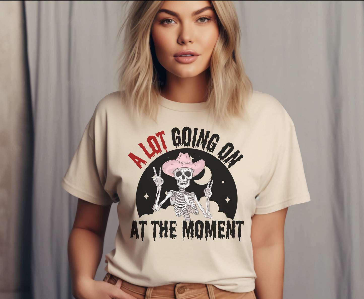 TRENDY HALLOWEEN T SHIRT A lot going on at the moment Spooky Cowgirl Gift for Her Gothic Horror Western Tee Shirt Sweatshirt for men women