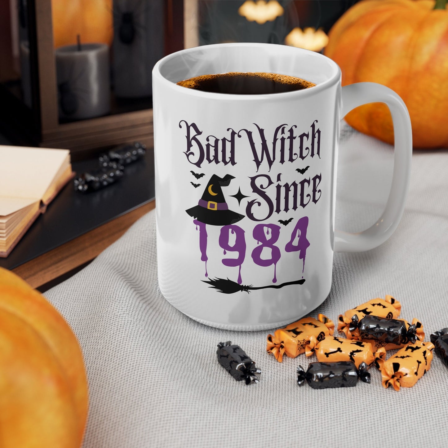 Bad Witch Since 1984 40th HALLOWEEN BIRTHDAY MUG Spooky mug Gift for Him Her Gothic Horror 40th Birthday Ceramic Halloween Mug for men women