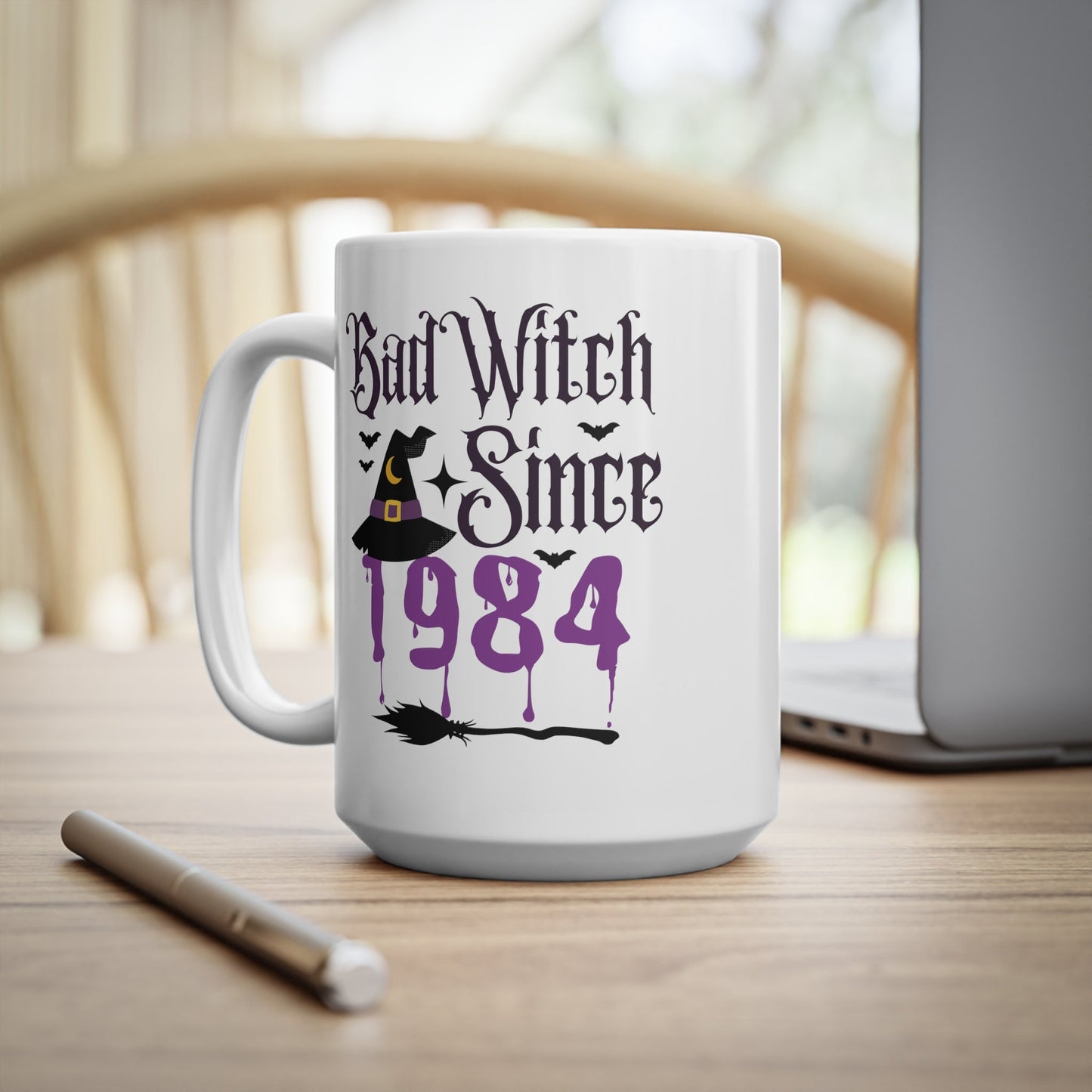 Bad Witch Since 1984 40th HALLOWEEN BIRTHDAY MUG Spooky mug Gift for Him Her Gothic Horror 40th Birthday Ceramic Halloween Mug for men women