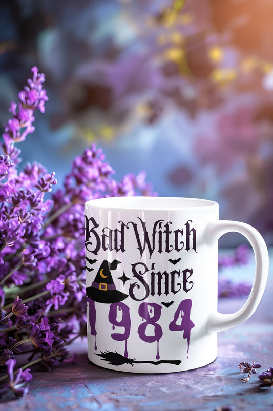 Bad Witch Since 1984 40th HALLOWEEN BIRTHDAY MUG Spooky mug Gift for Him Her Gothic Horror 40th Birthday Ceramic Halloween Mug for men women