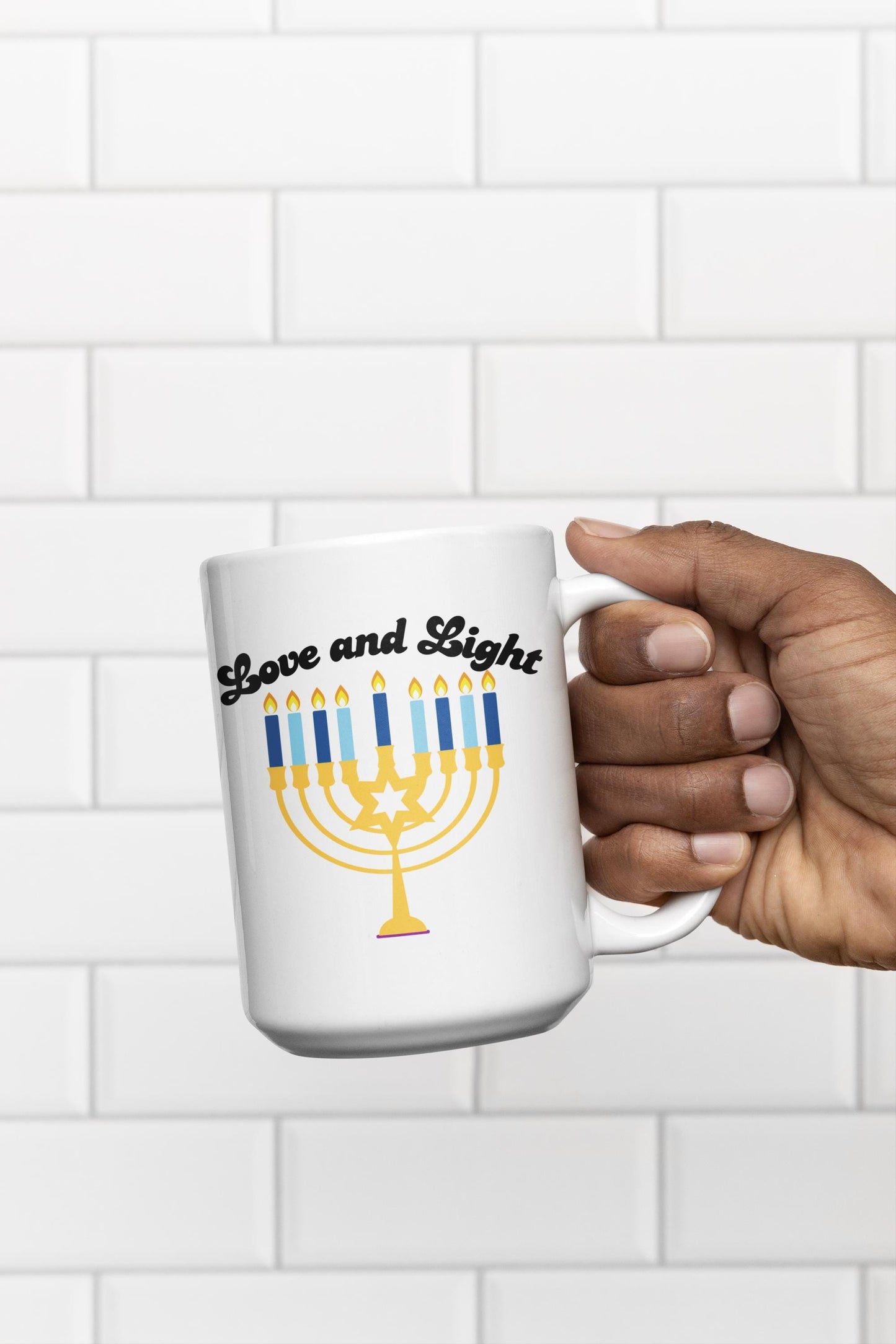 Trendy Hannukah Mug Gifts Love and Light Jewish Gift For Men Women