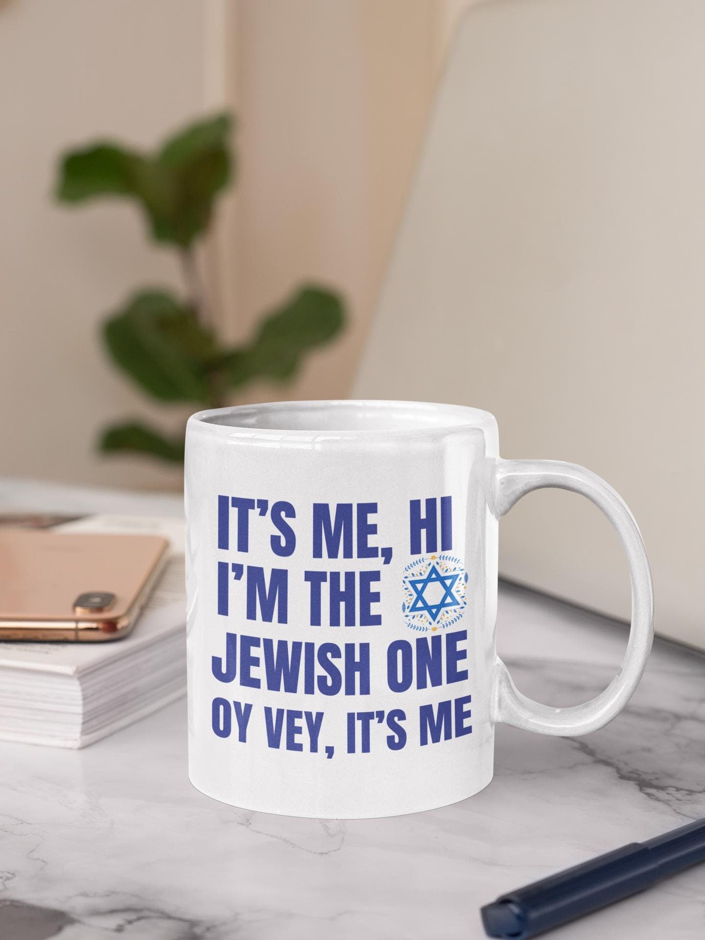 Jewish Hanukkah Mug Gifts for Men Women, It's me Hi im Jewish