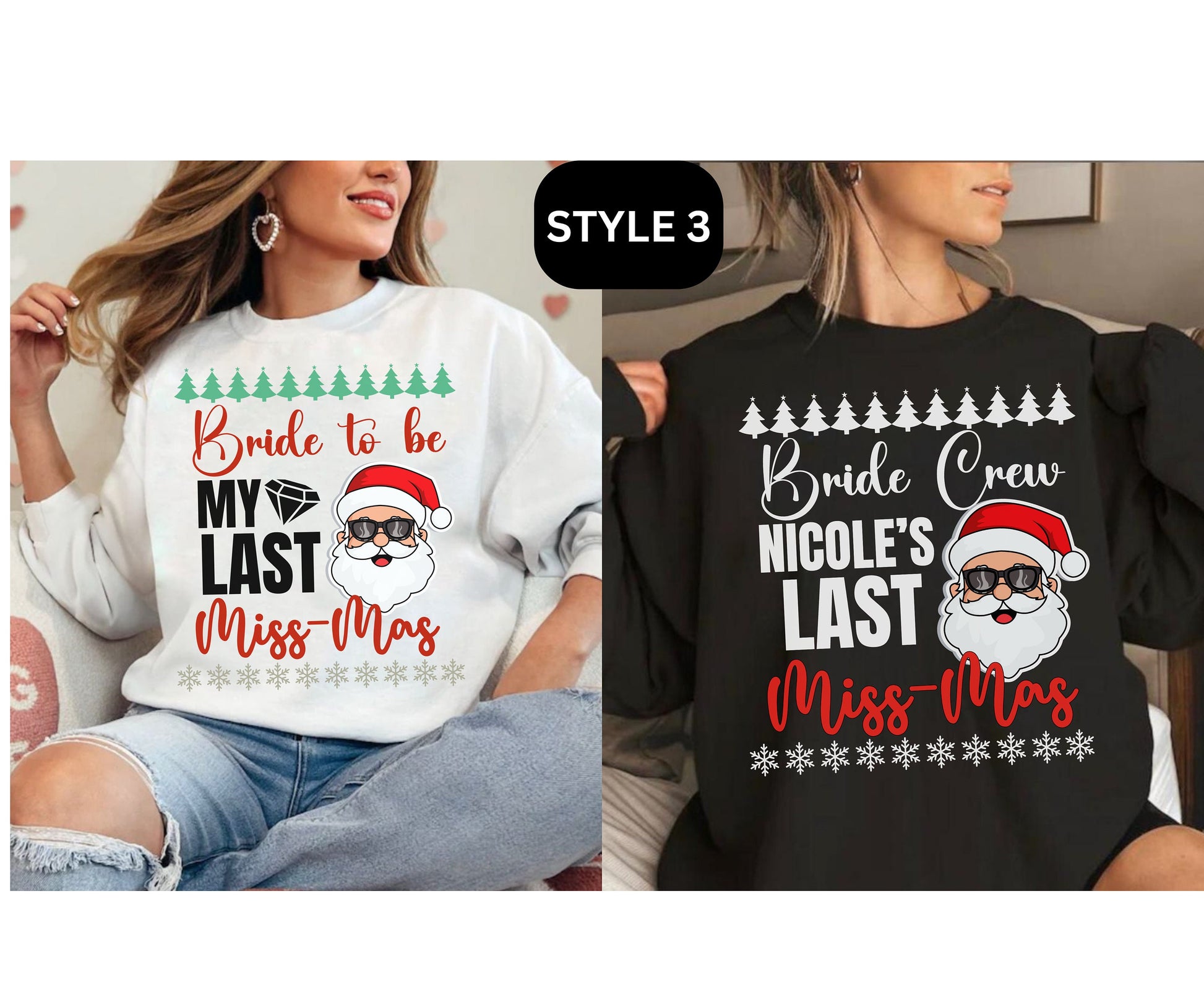 Christmas Bachelorette Jumpers for Bride Bridesmaid Xmas Themed Hen Party shirt