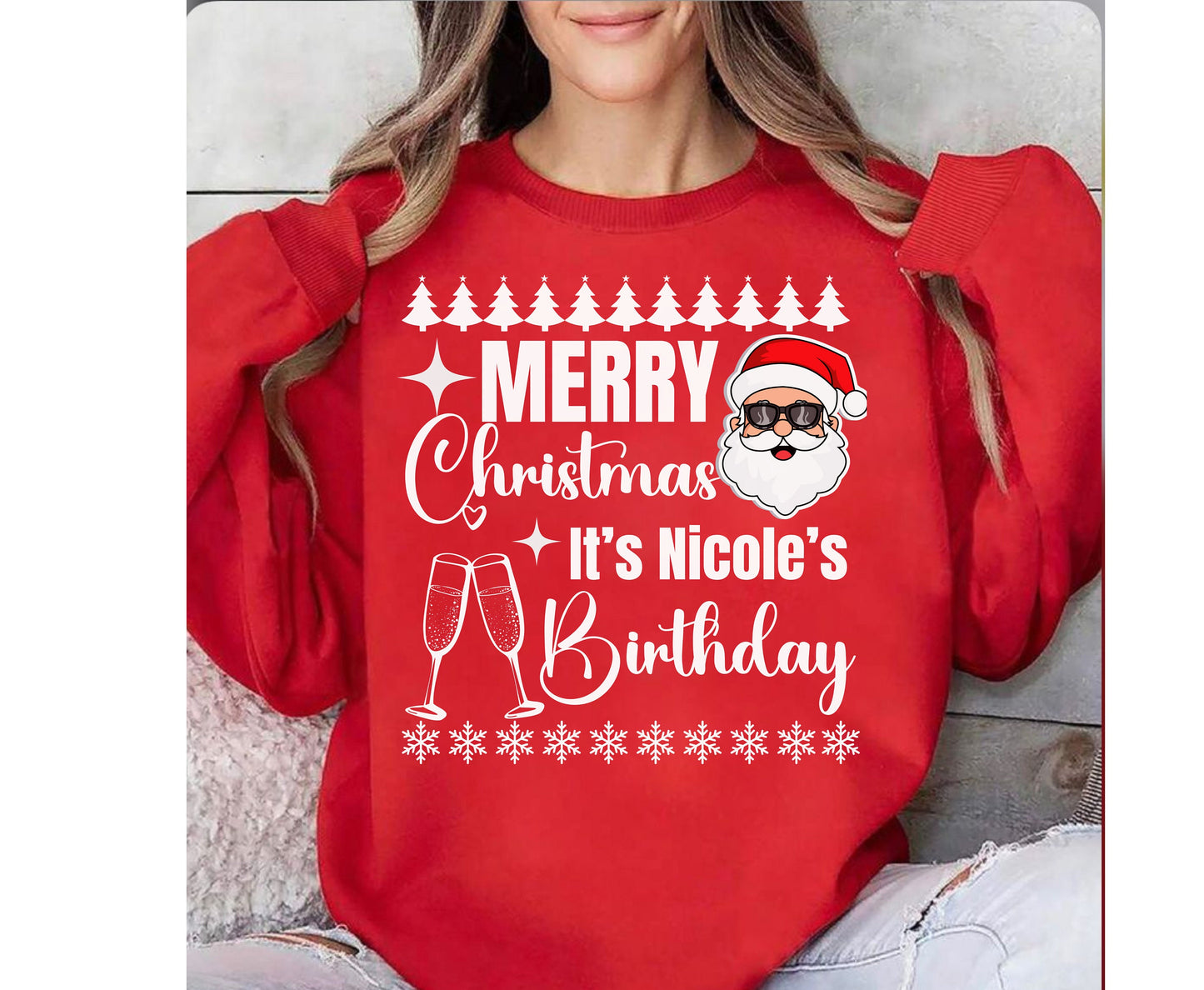 Custom CHRISTMAS BIRTHDAY SHIRT for Men Women Trendy Family Matching Christmas Birthday Sweatshirt Tshirt Hoodie Gift for Kids and Adult