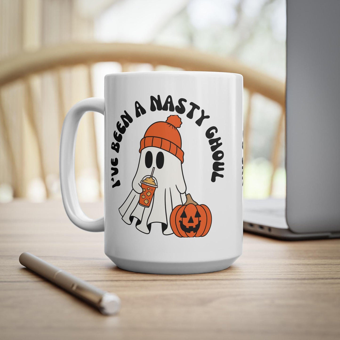 I've been a nasty Ghoul Trendy Halloween Coffee Mug for Men Women Ghost Pumpkin Halloween Ceramic Mug Spooky Ghost Mug Decor gifts for Her